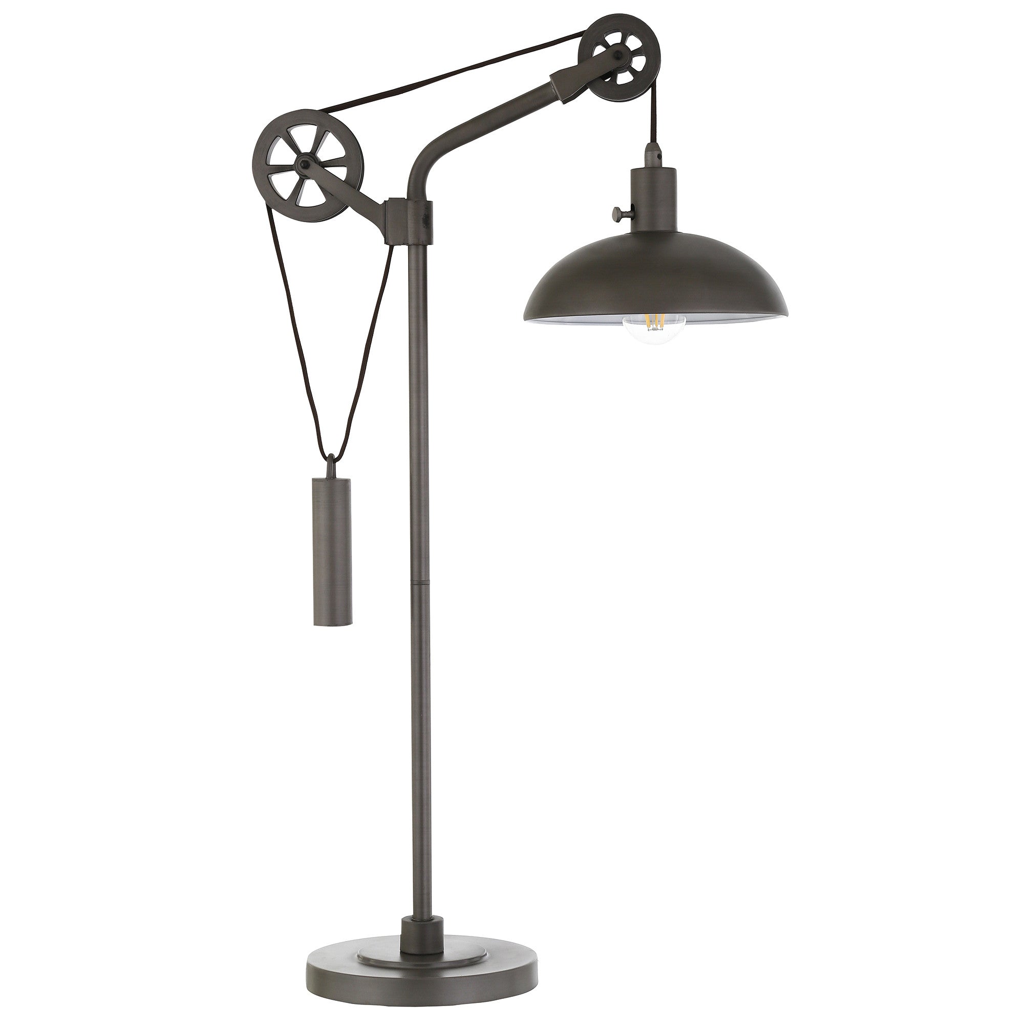 33" Gray Metal Adjustable Desk Table Lamp With Gray Dome Shade-0