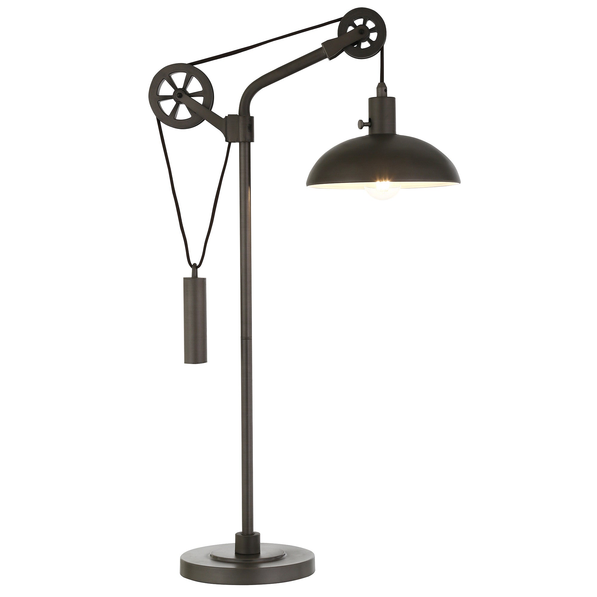 33" Gray Metal Adjustable Desk Table Lamp With Gray Dome Shade-1