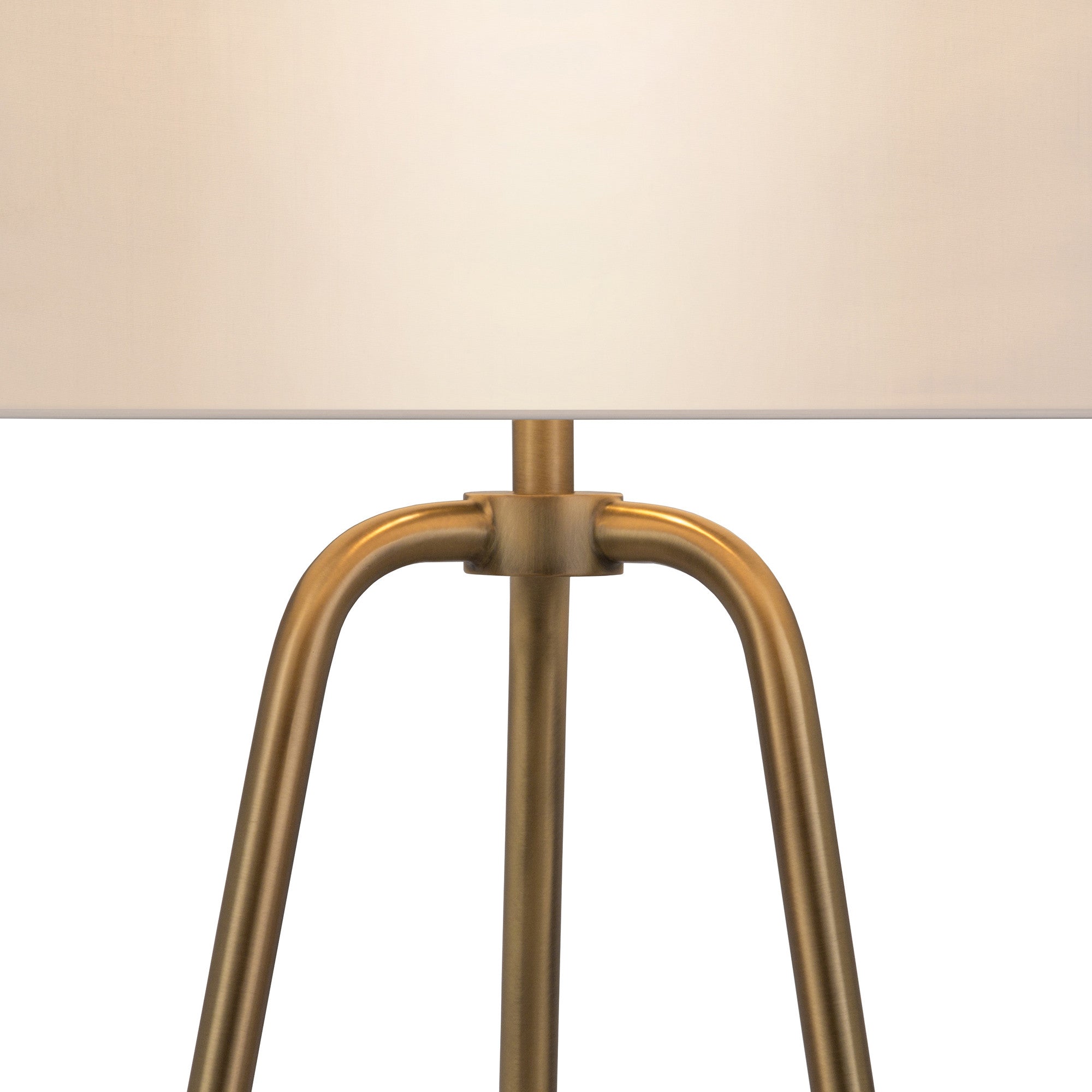 25" Brass Metal Table Lamp With White Drum Shade-3