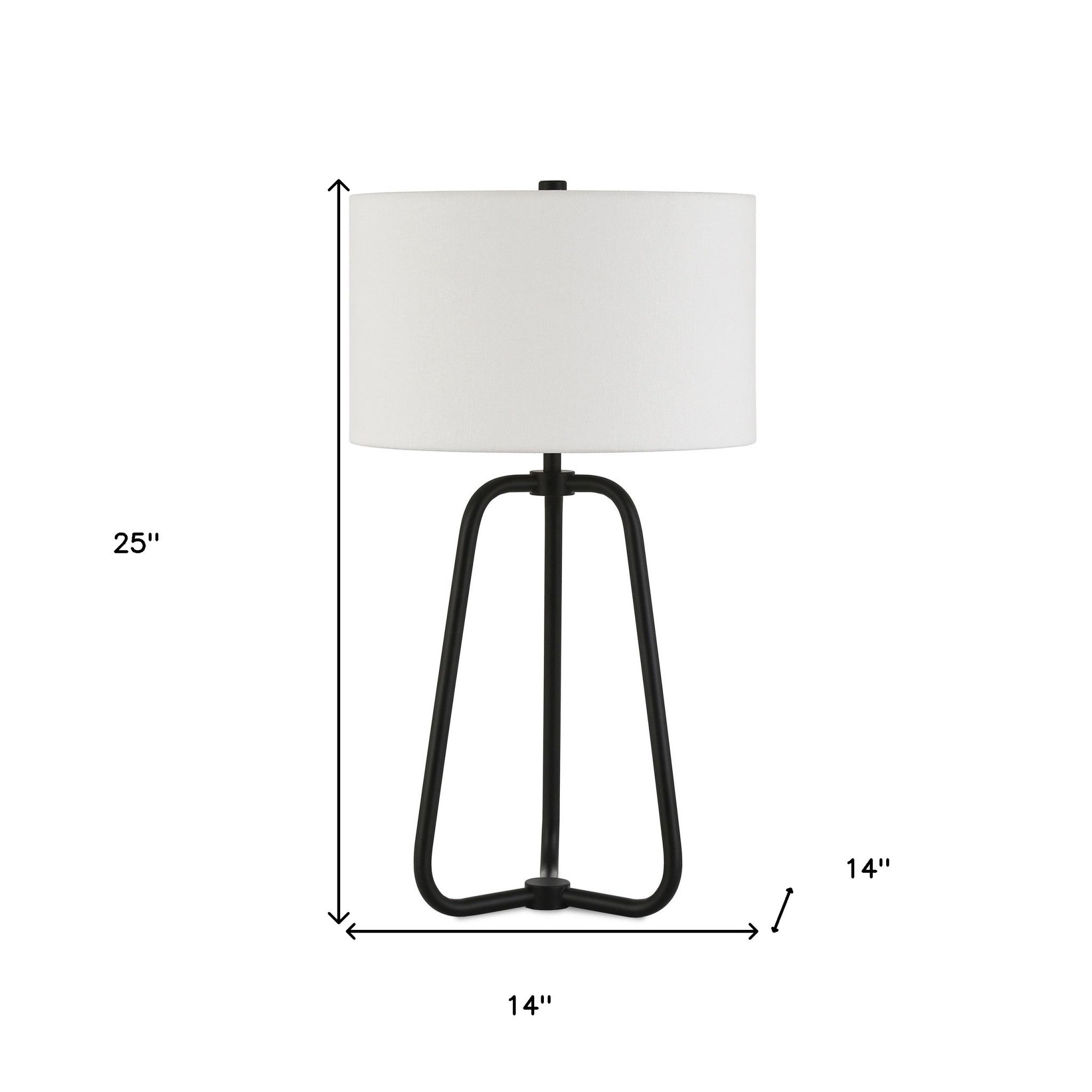 25" Black Metal Table Lamp With White Drum Shade-6