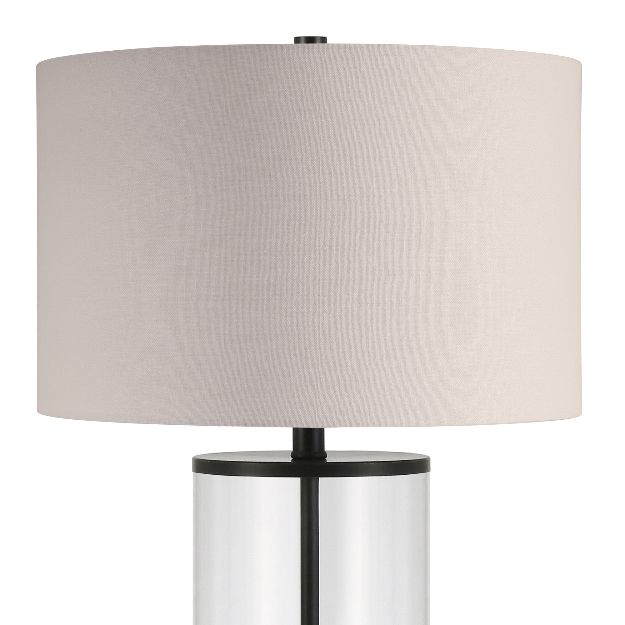 28" Black Glass Table Lamp With White Drum Shade-2