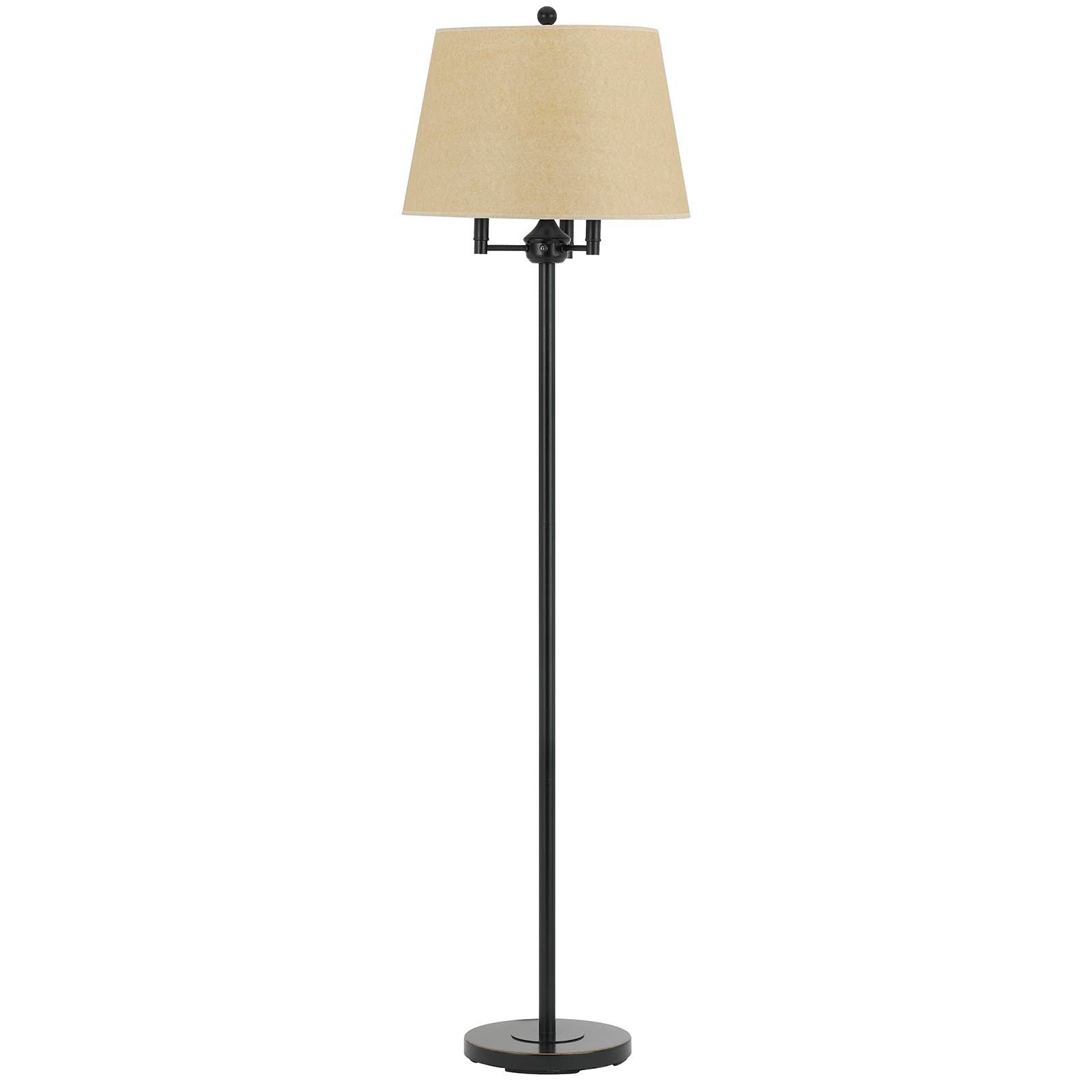 62" Bronze Four Light Traditional Shaped Floor Lamp With Beige Square Shade-0