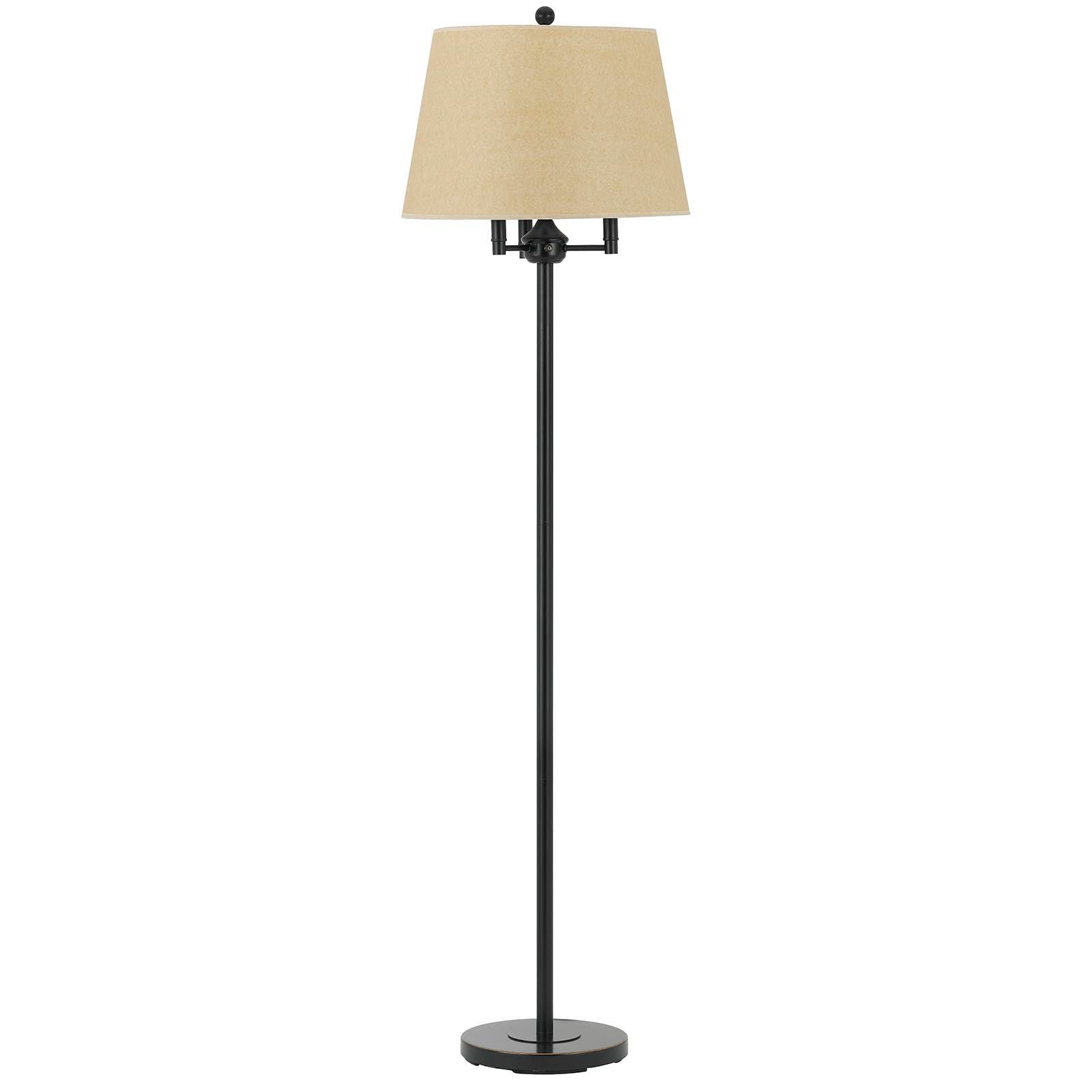 62" Bronze Four Light Traditional Shaped Floor Lamp With Beige Square Shade-1