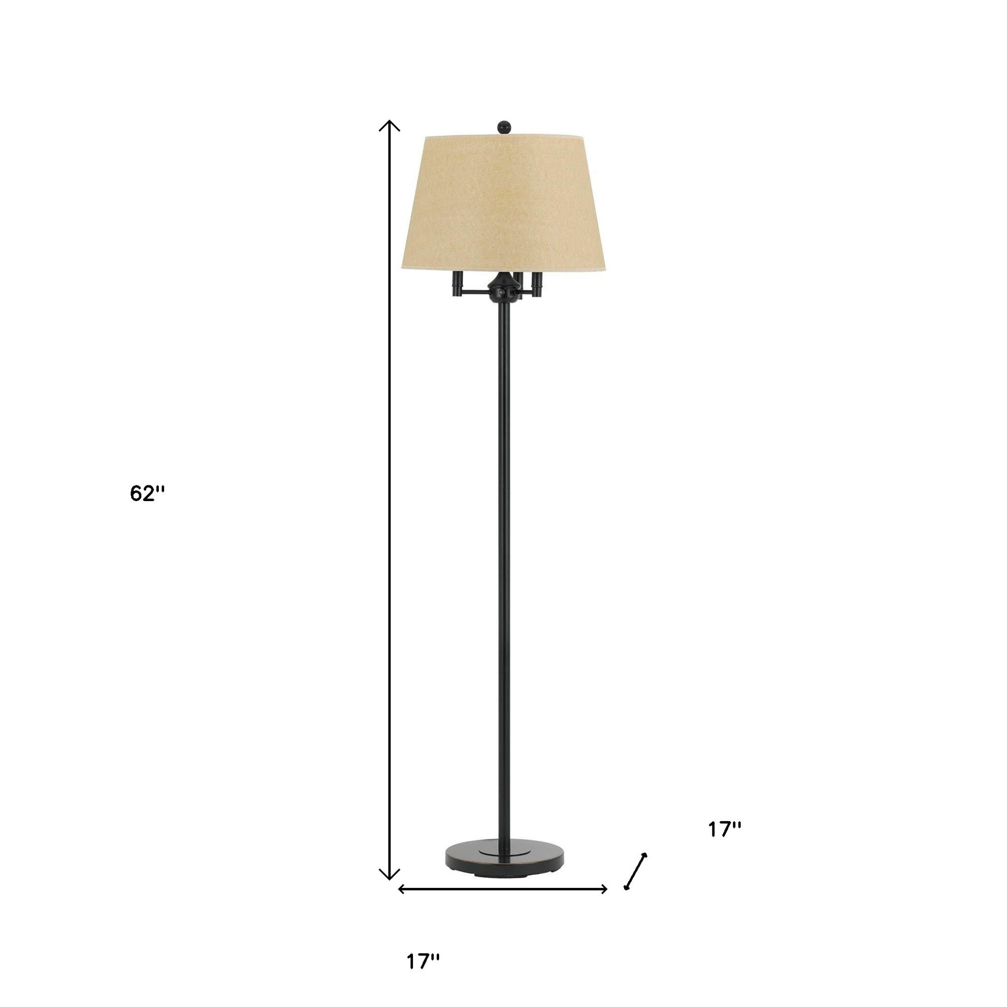 62" Bronze Four Light Traditional Shaped Floor Lamp With Beige Square Shade-5