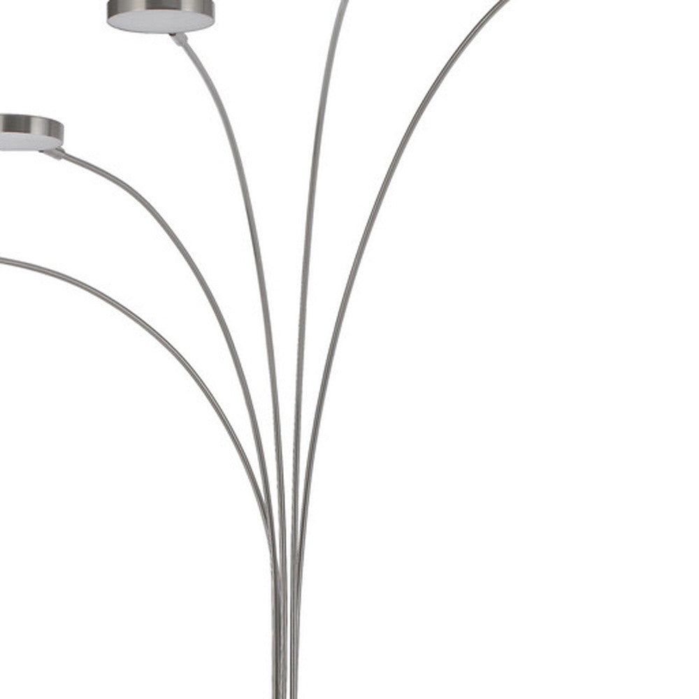 82" Nickel Five Light Led Arc Floor Lamp-2