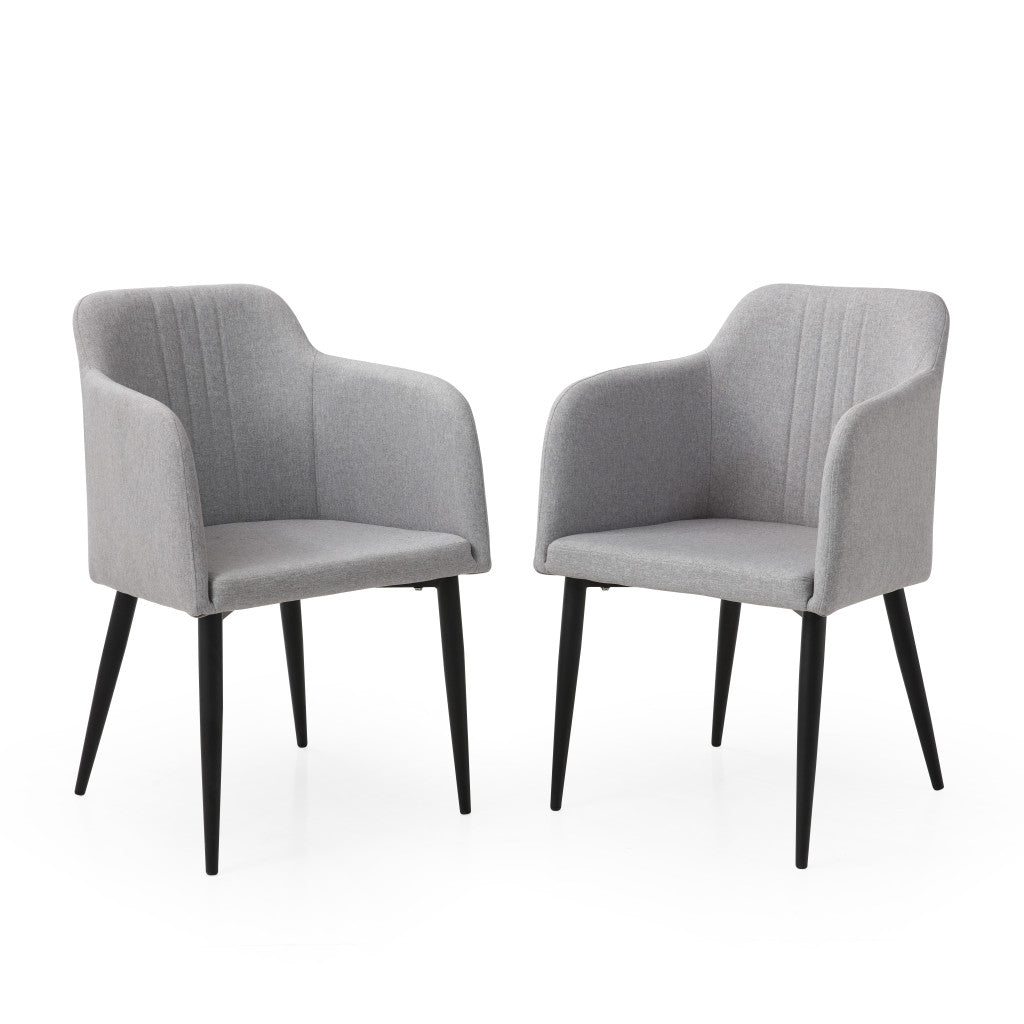 Set of Two 23" Light Gray And Black Upholstered Arm Chairs-0