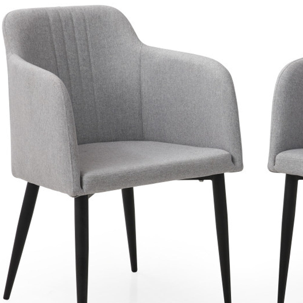 Set of Two 23" Light Gray And Black Upholstered Arm Chairs-3