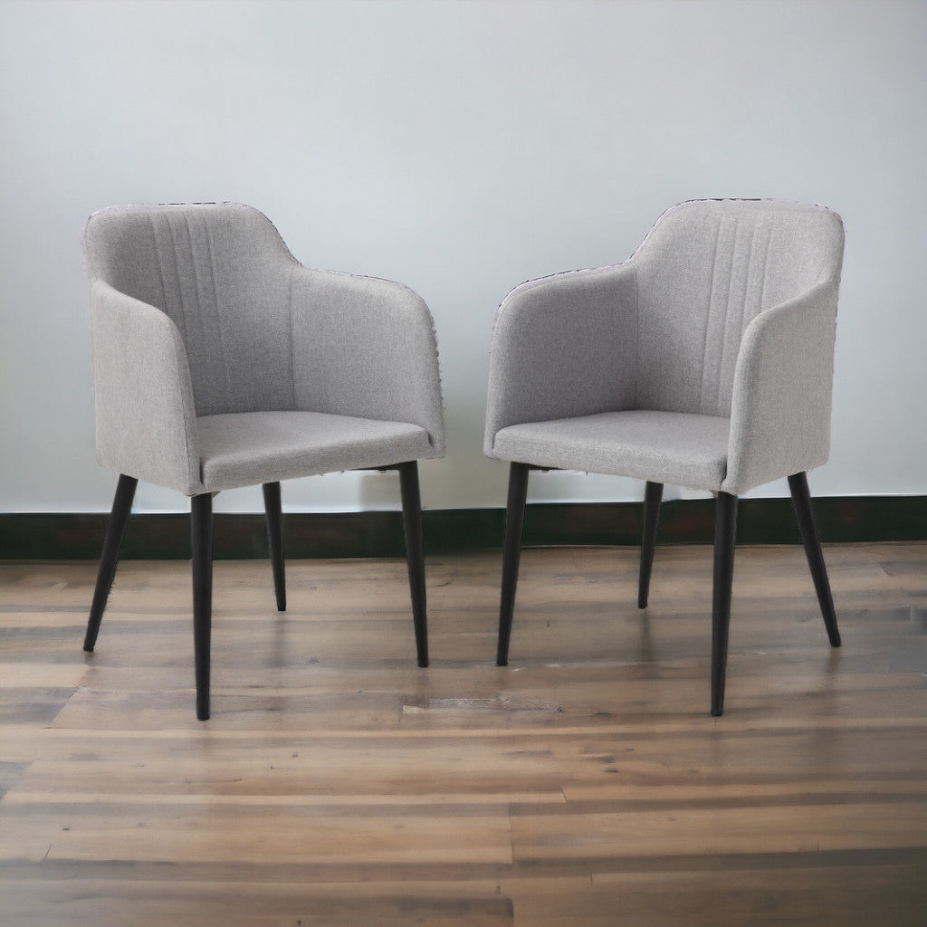 Set of Two 23" Light Gray And Black Upholstered Arm Chairs-1