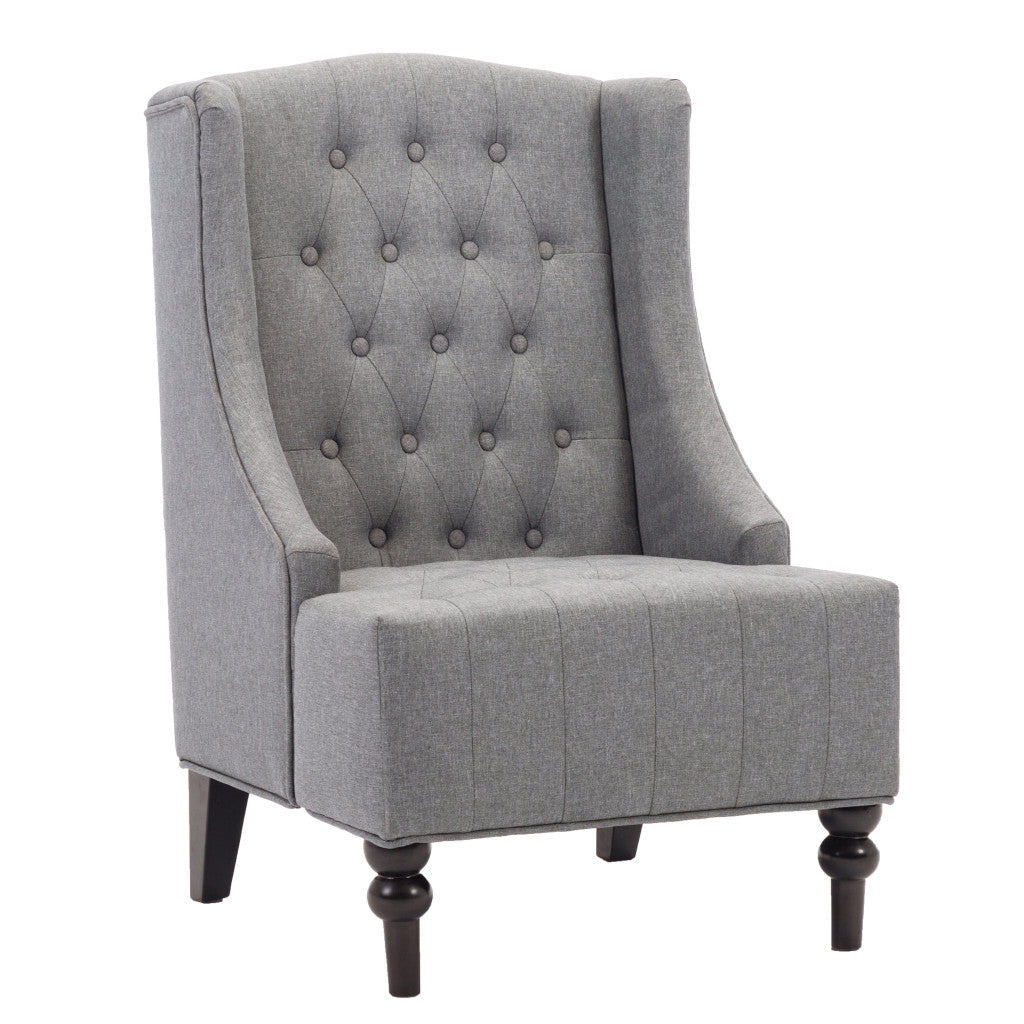 25" Gray And Black Upholstered Wingback Accent Chair-1