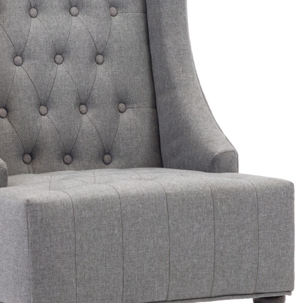 25" Gray And Black Upholstered Wingback Accent Chair-3