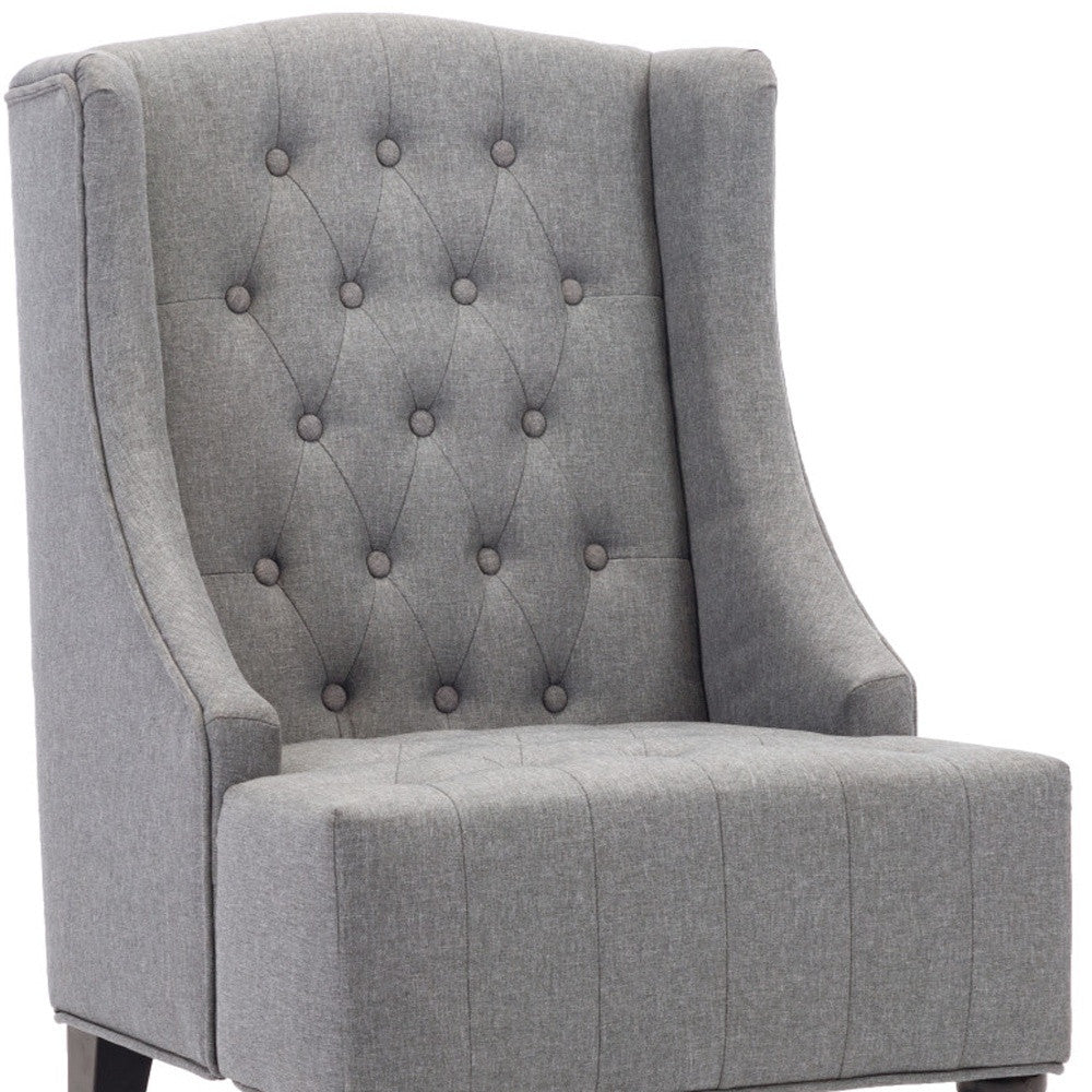 25" Gray And Black Upholstered Wingback Accent Chair-4