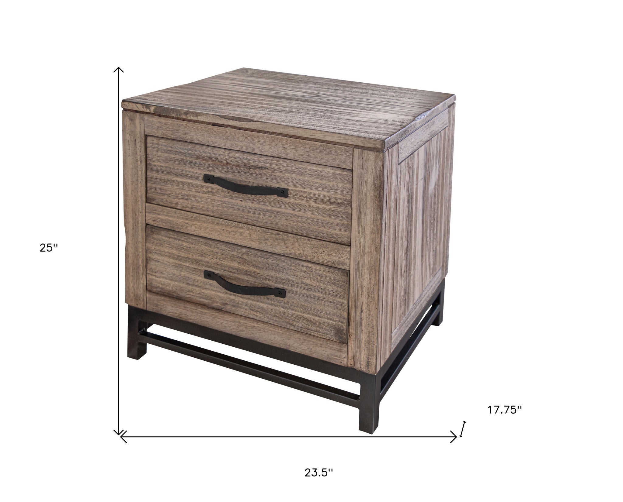 25" Brown Two Drawer Nightstand-4