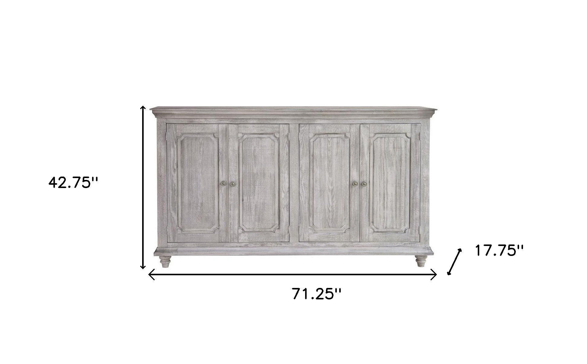 71" Sand Solid and Manufactured Wood Distressed Credenza-4