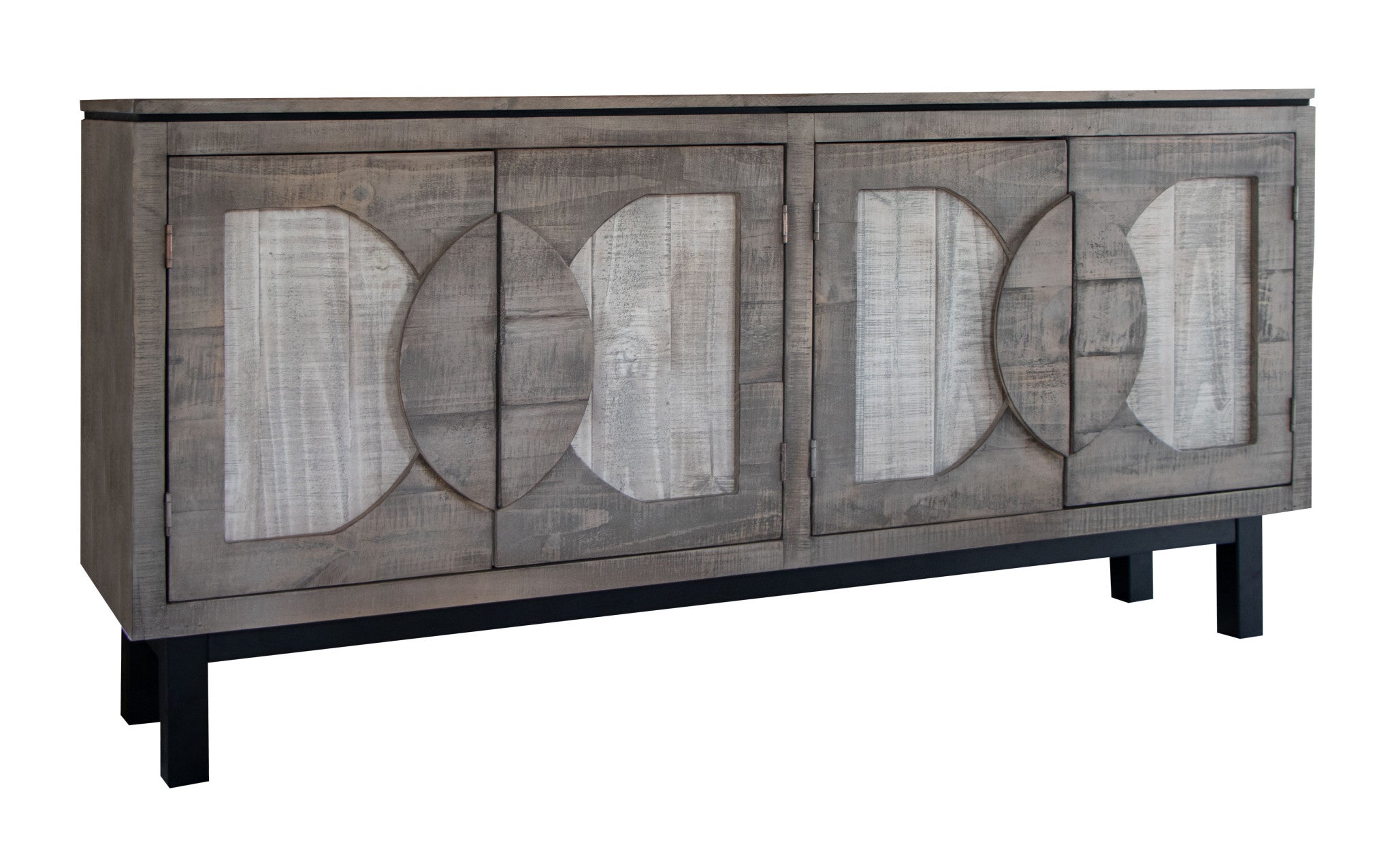 69" Gray Solid and Manufactured Wood Distressed Credenza-0