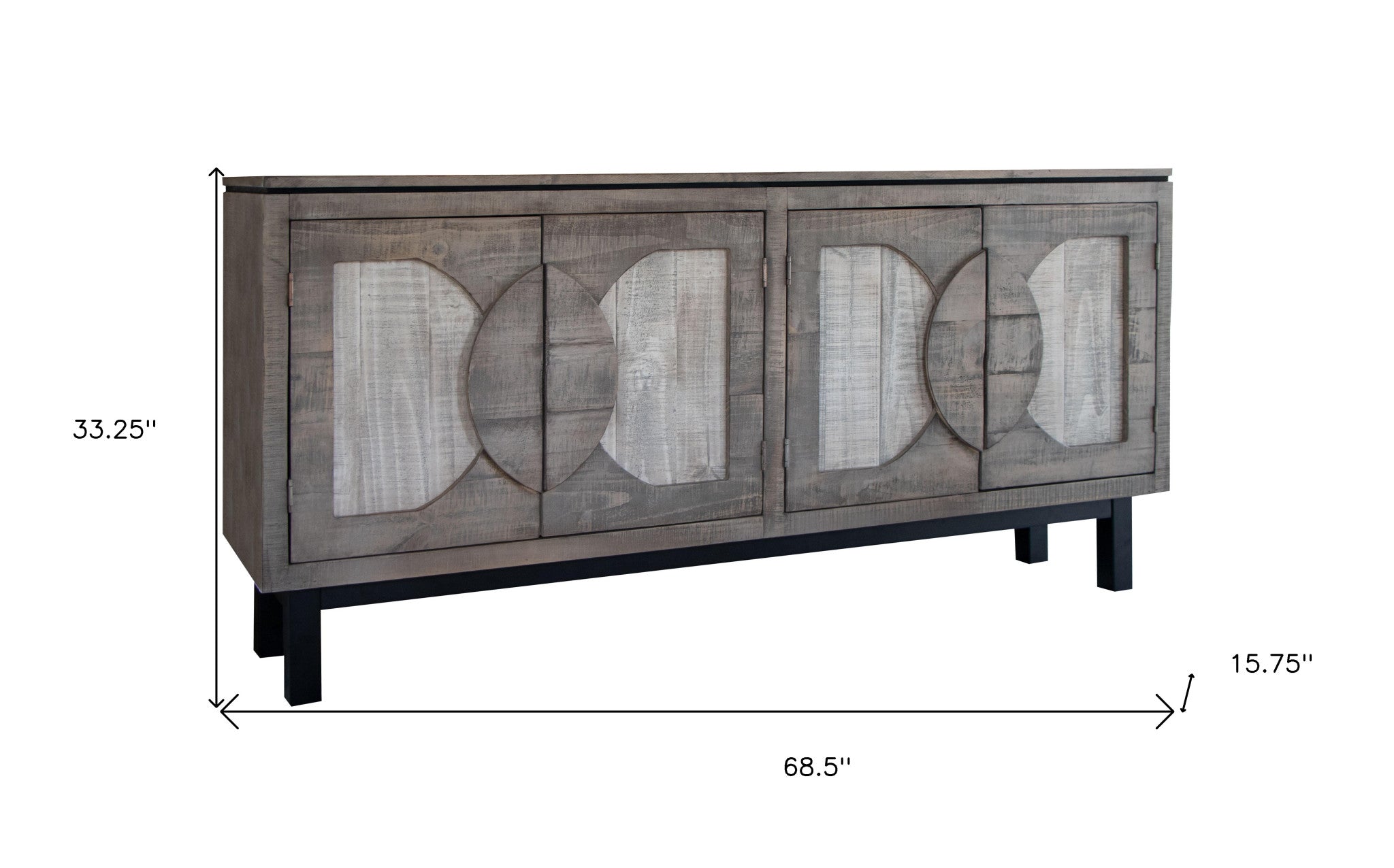 69" Gray Solid and Manufactured Wood Distressed Credenza-4