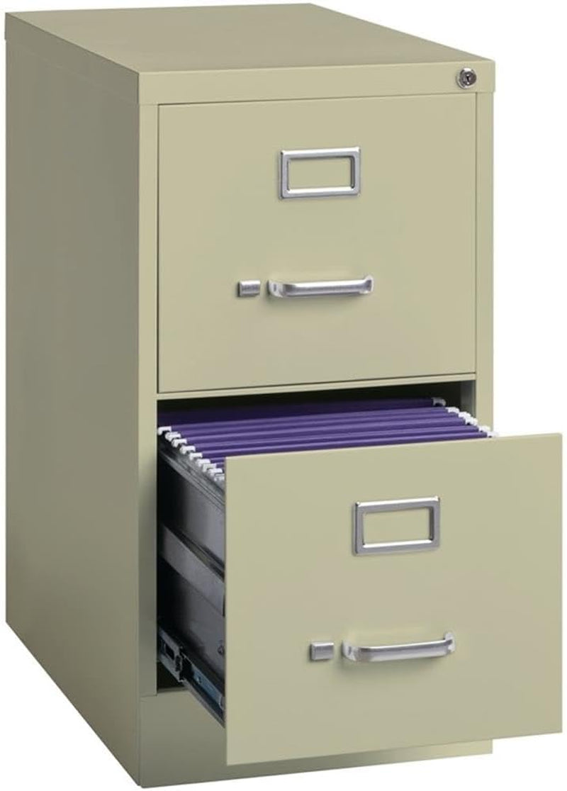 2-Drawer Vertical Beige Metal Filing Cabinet Lockable 28.38-Inch For Home Office Letter Size Pre-Assembled