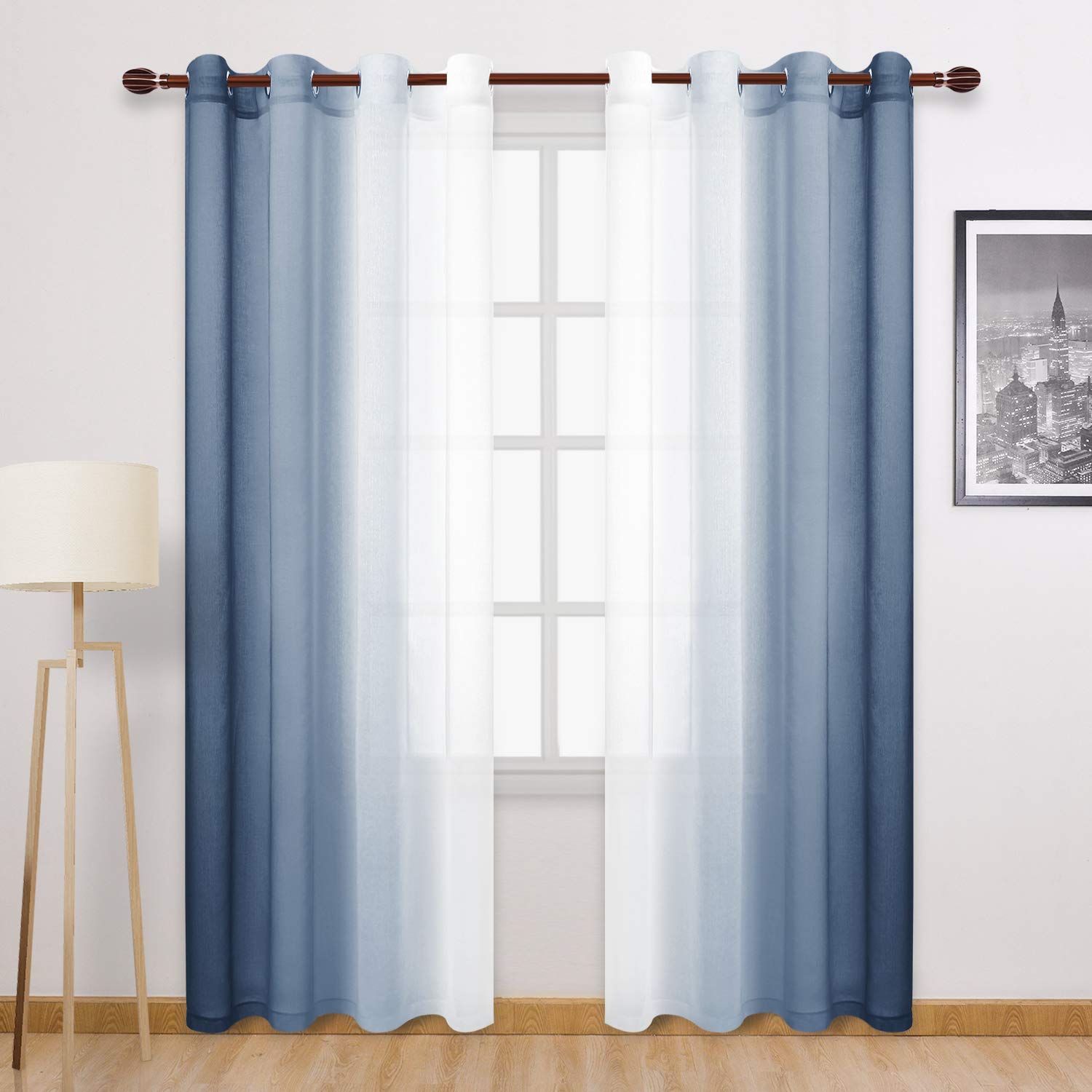 DWCN Ombre Sheer Curtains, Set of 2 Panels-7