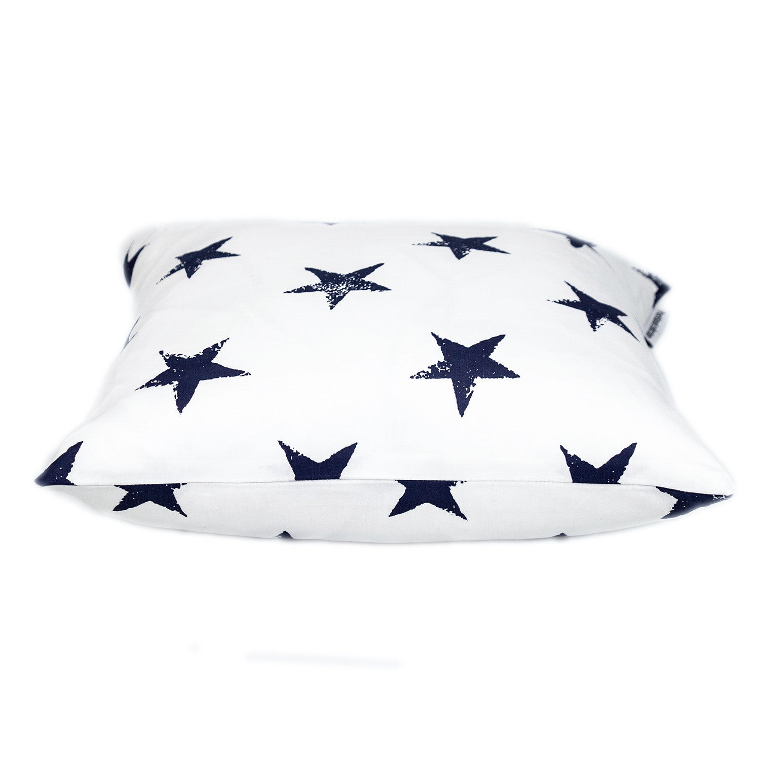 16" White and Blue Star Cotton Throw Pillow-2