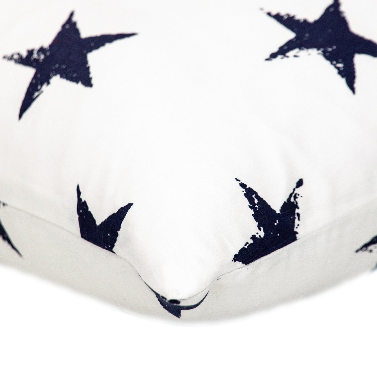 16" White and Blue Star Cotton Throw Pillow-4