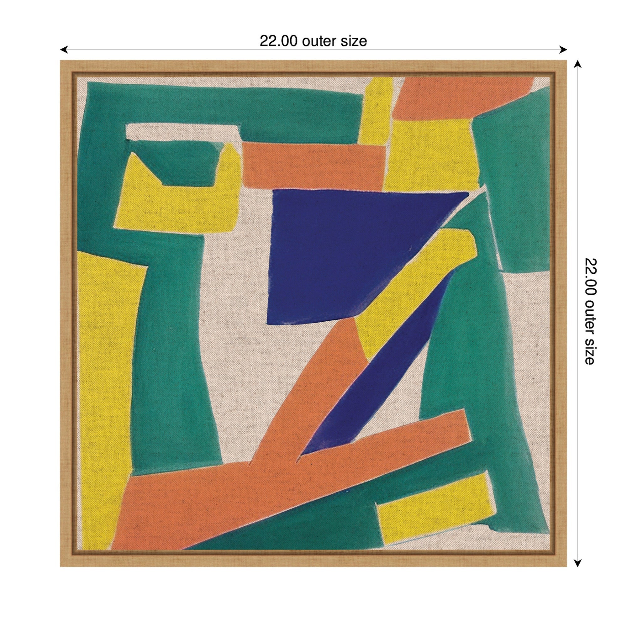 Sylvie Retro Refresh Painterly Shapes Neutral Linen Framed Canvas by The Creative Bunch Studio