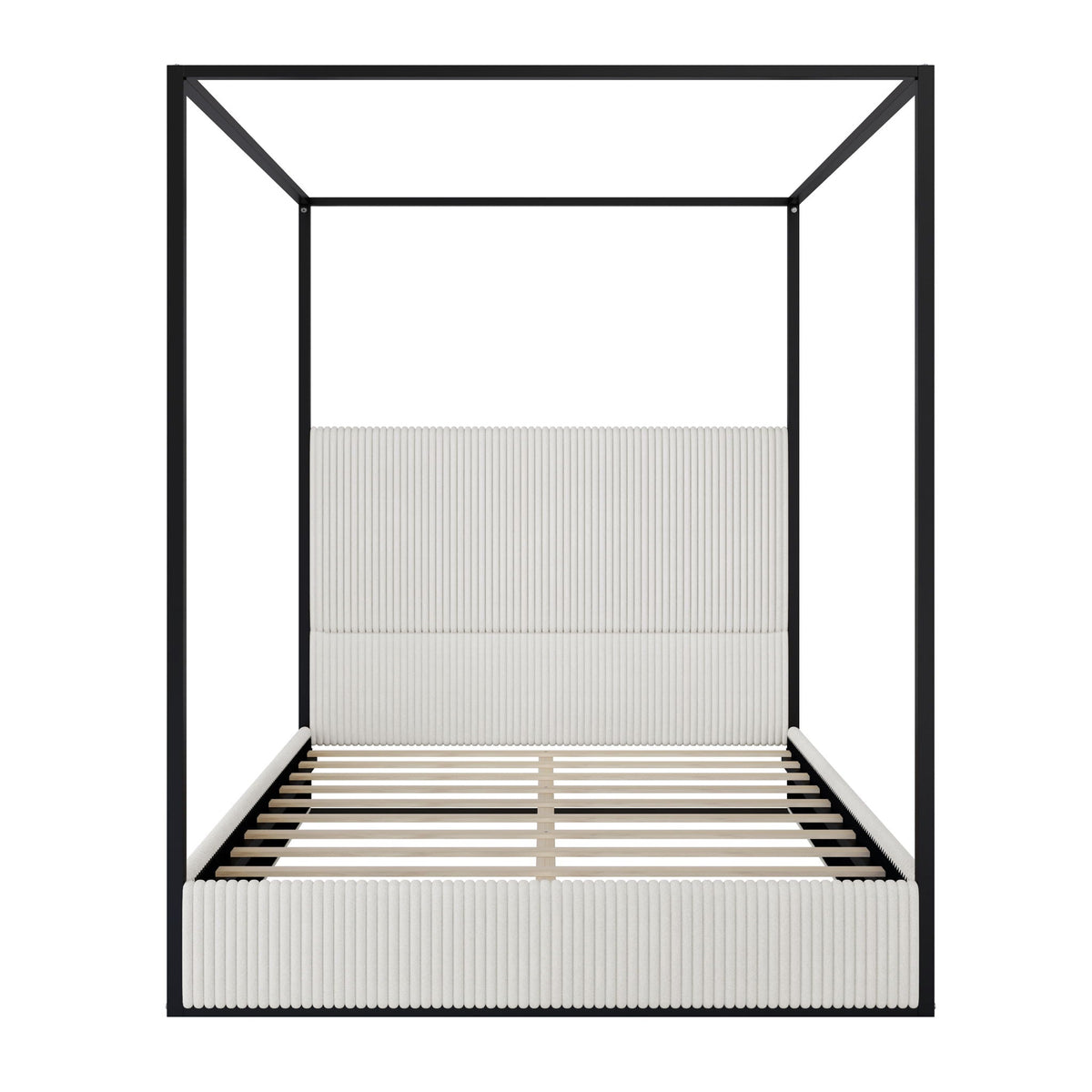 Canopy Bed With Tall Upholstered Headboard And 4 Poster