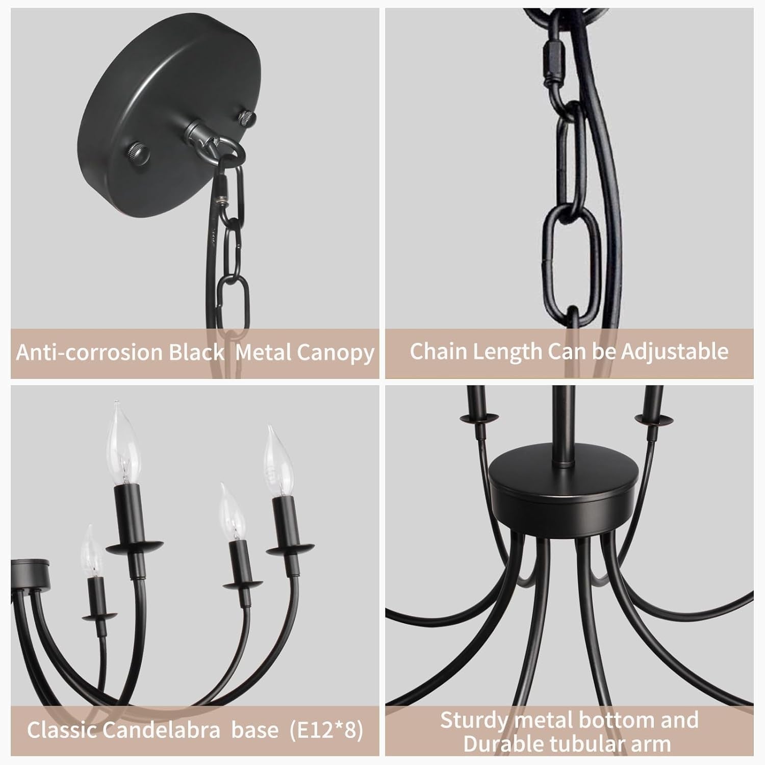 8 Light Black Farmhouse Chandelier for Dining Room-4