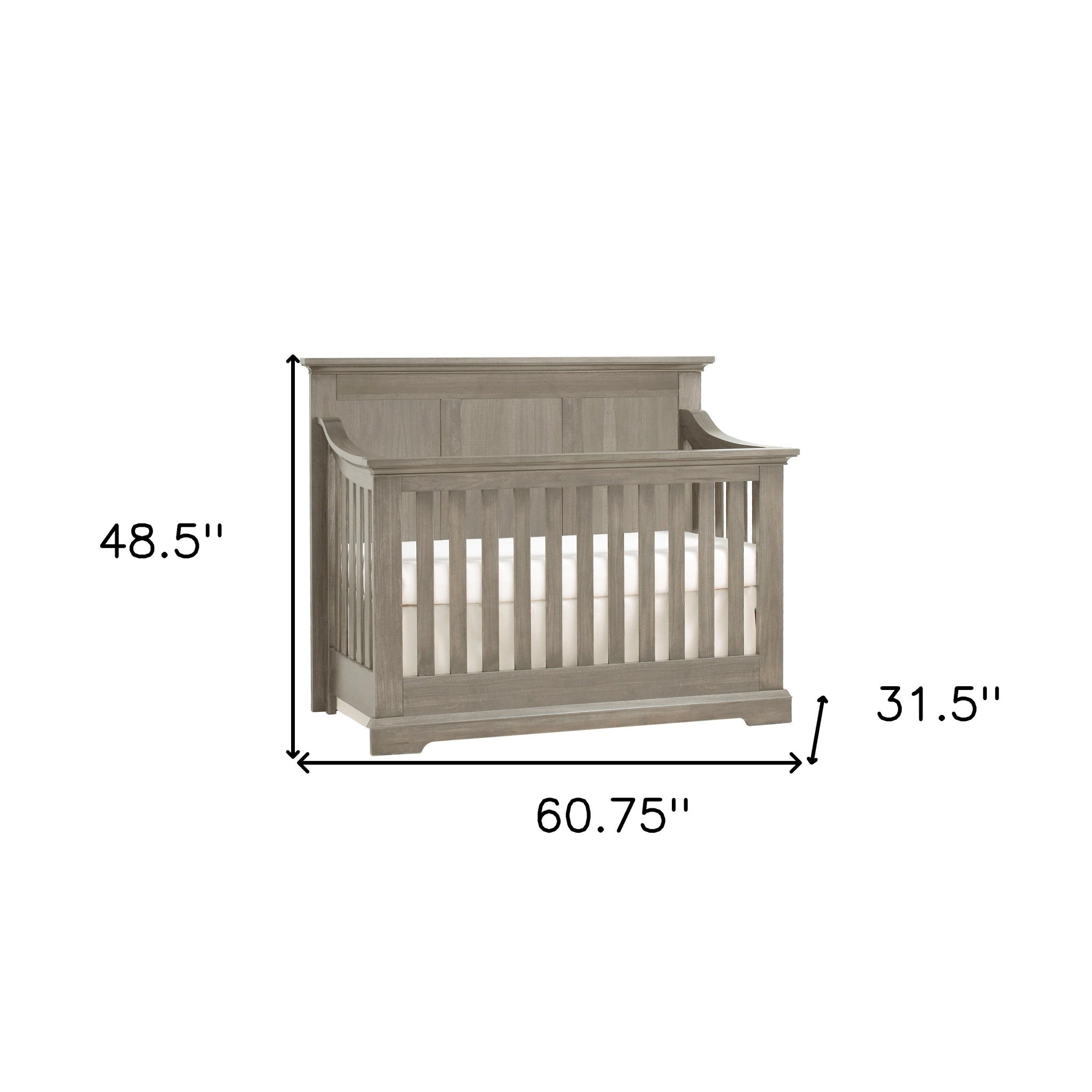 Ash Gray Solid and Manufactured Wood Standard Four In One Convertible Crib-5