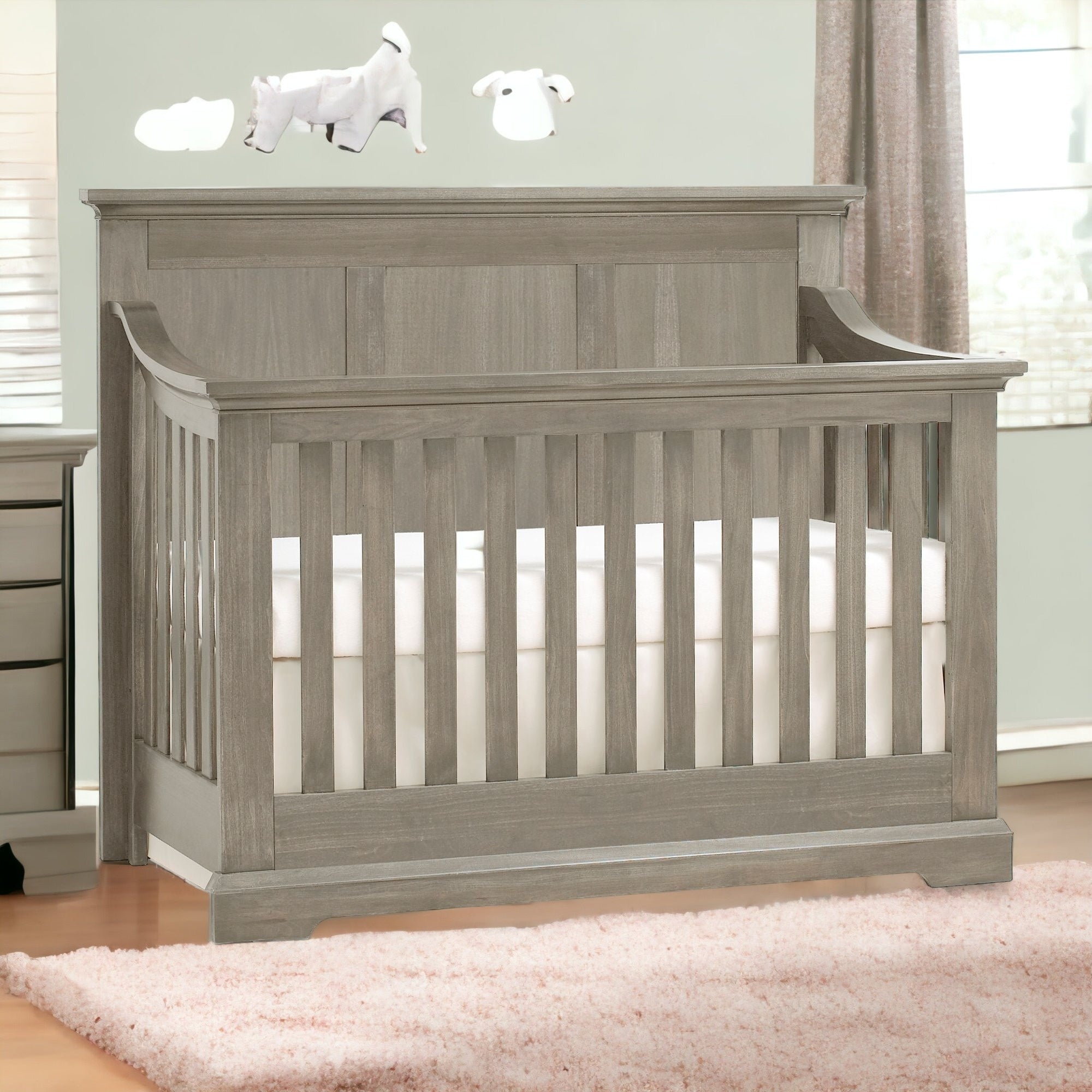 Ash Gray Solid and Manufactured Wood Standard Four In One Convertible Crib-6