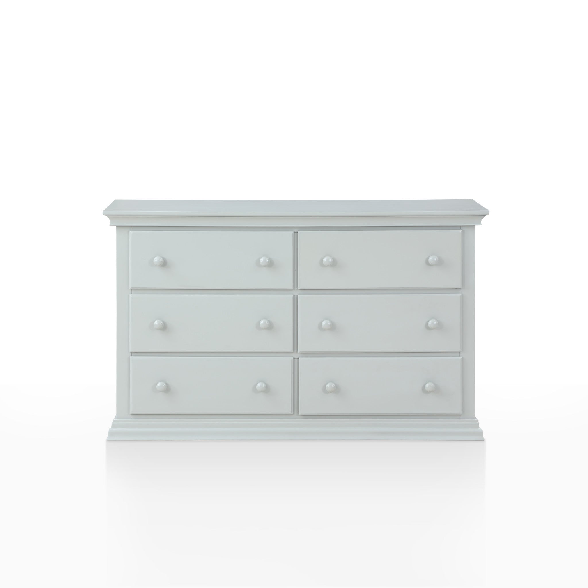 56" Gray Solid and Manufactured Wood Six Drawer Double Dresser-1