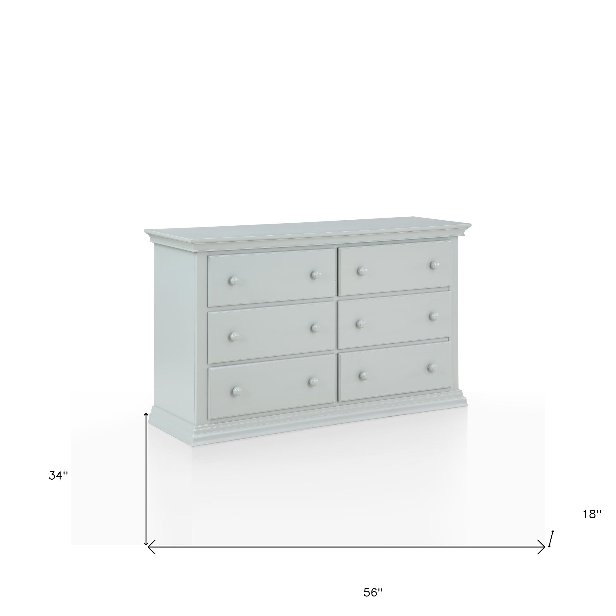 56" Gray Solid and Manufactured Wood Six Drawer Double Dresser-6