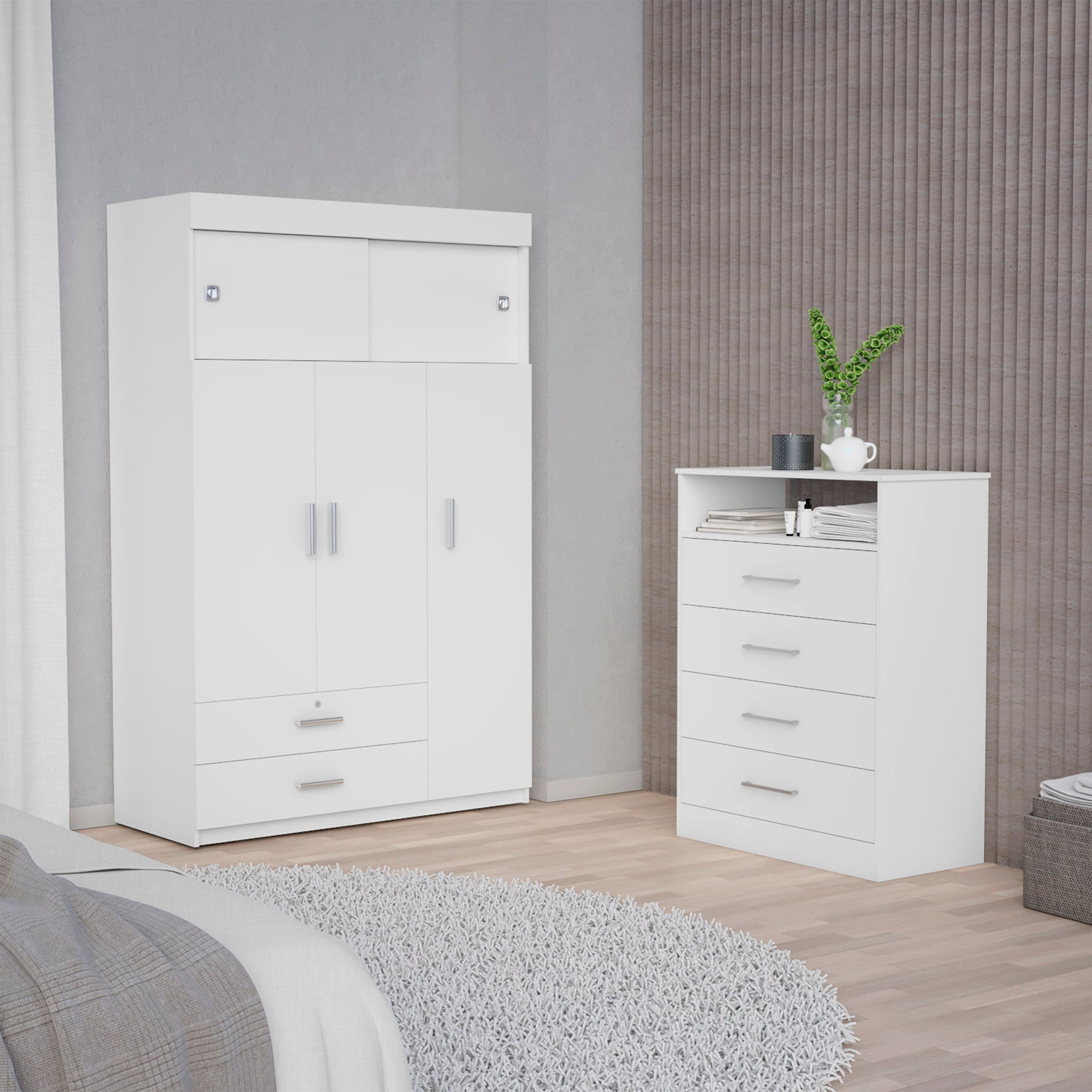 47" White Four Drawer Dresser-5