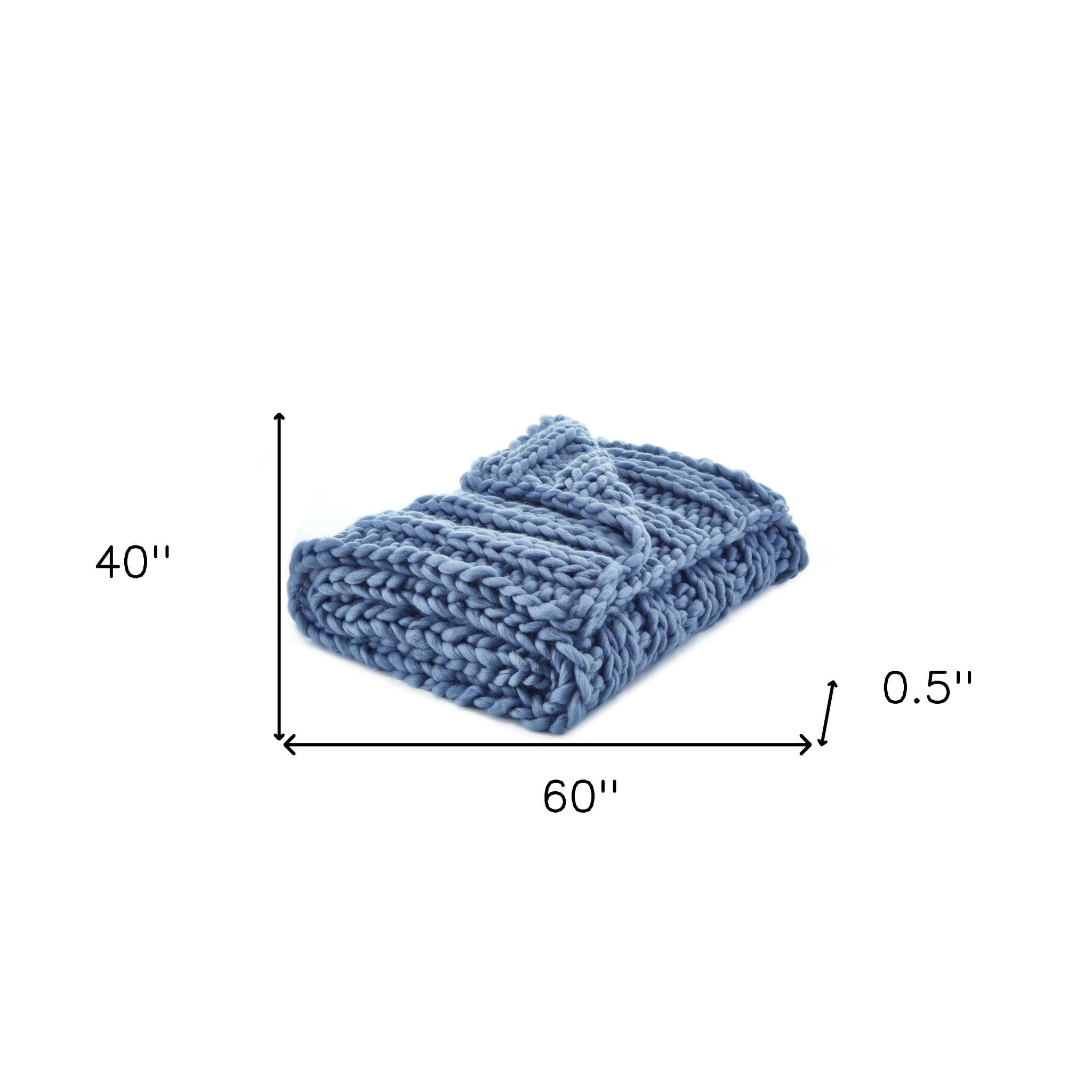 60" X 40" Light Blue Knitted Polyester Throw Blanket-8