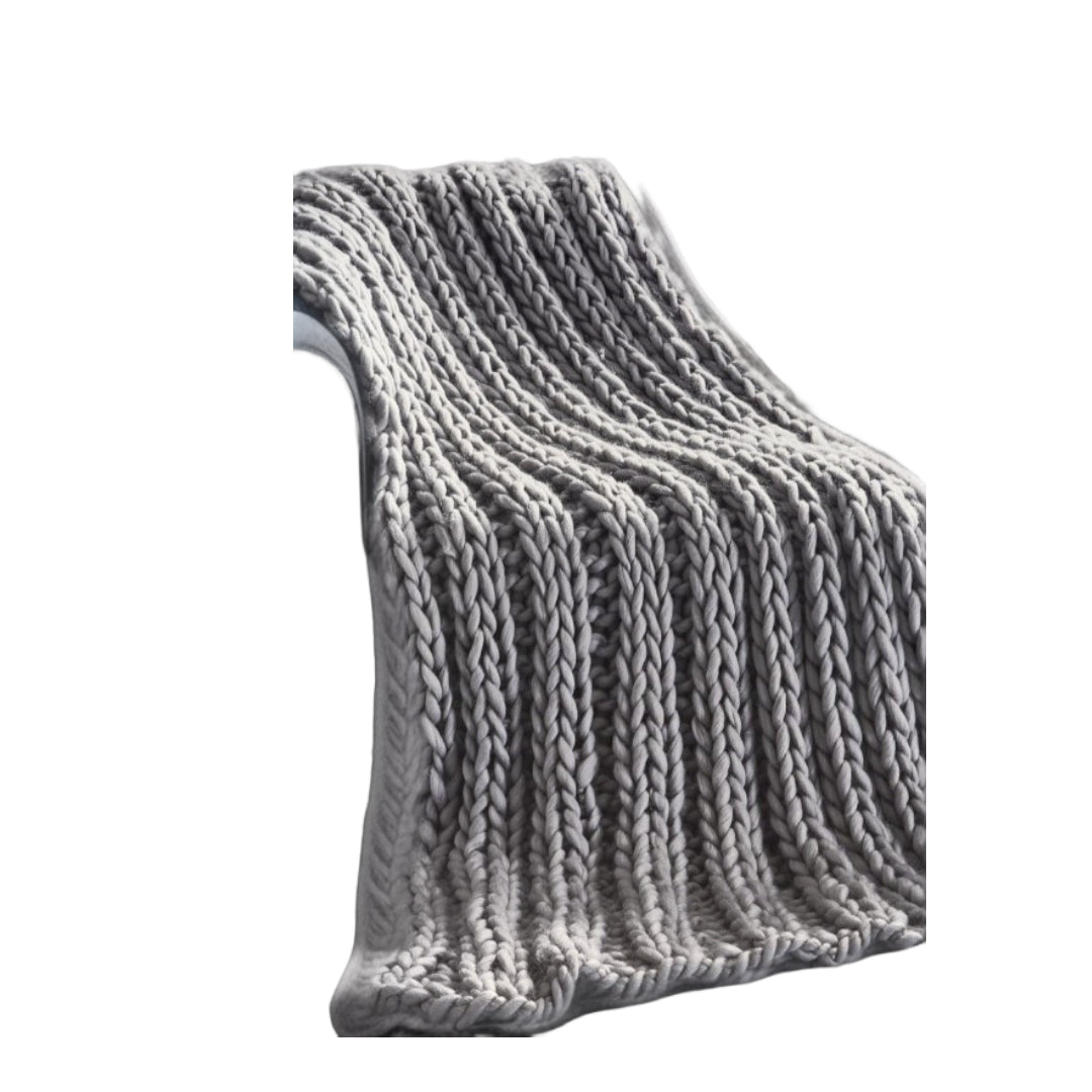 70" X 50" Light Gray Knitted Polyester Throw Blanket-0