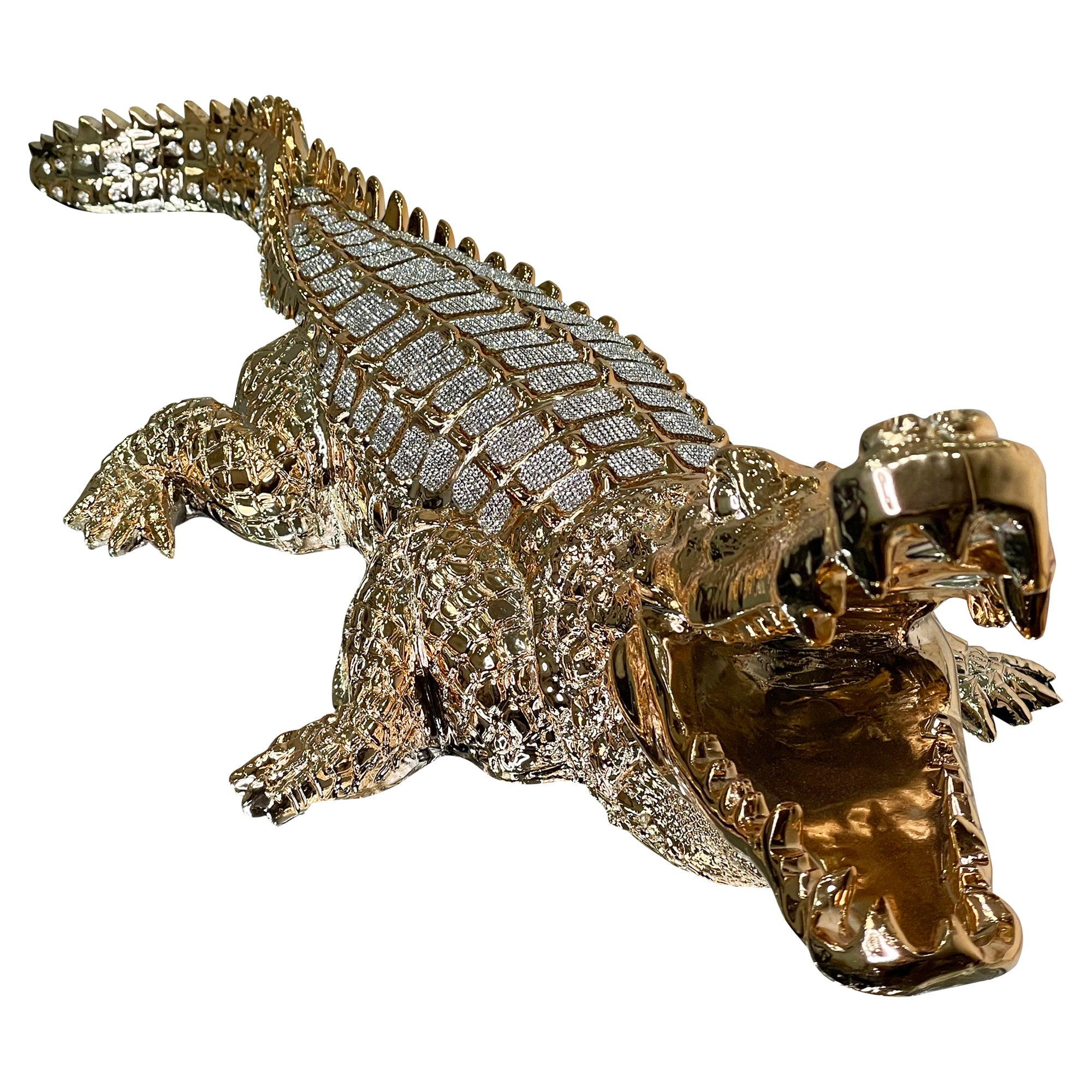 Ambrose Diamond Encrusted Gold Plated Crocodile-1