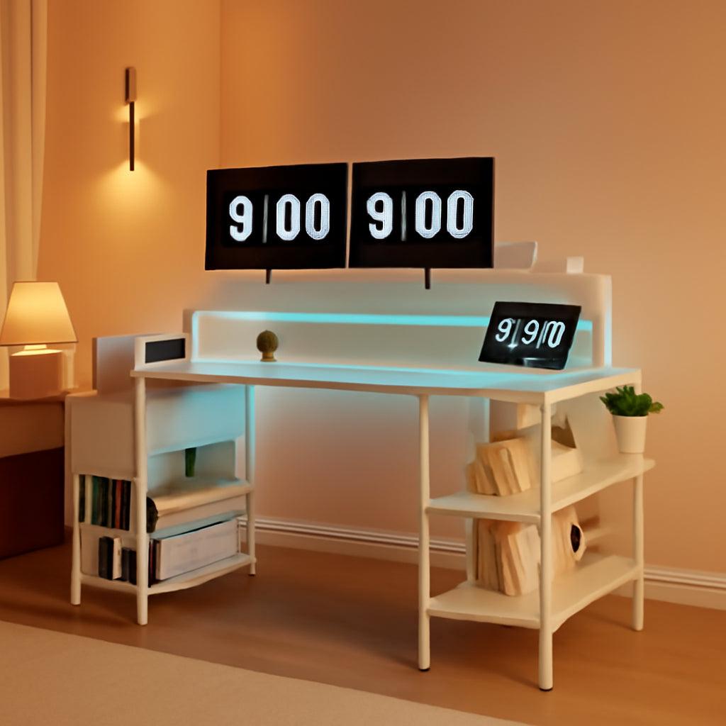 47 Inch Gaming Desk With LED Lights For Home Office Use