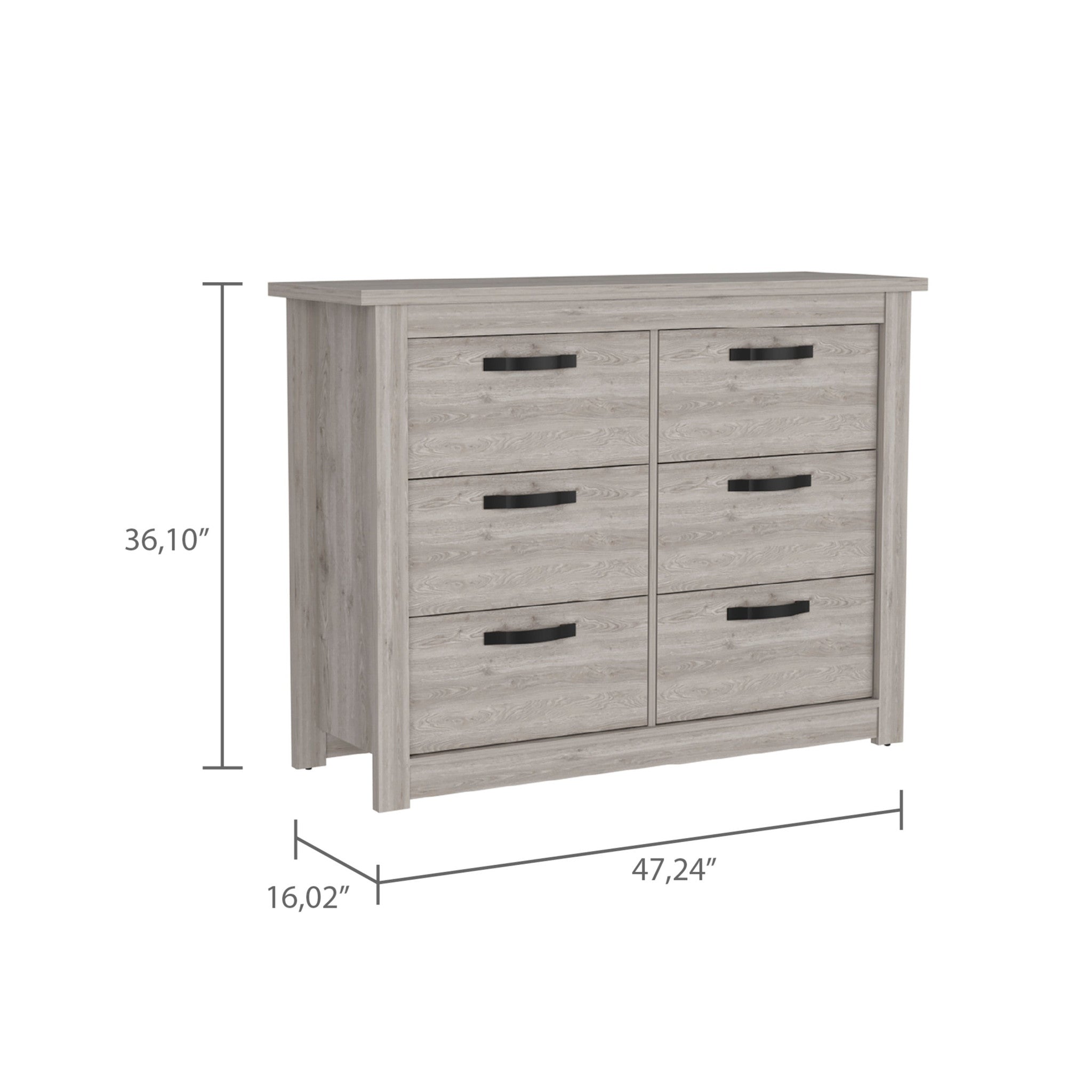 47" Oak Six Drawer Dresser-4