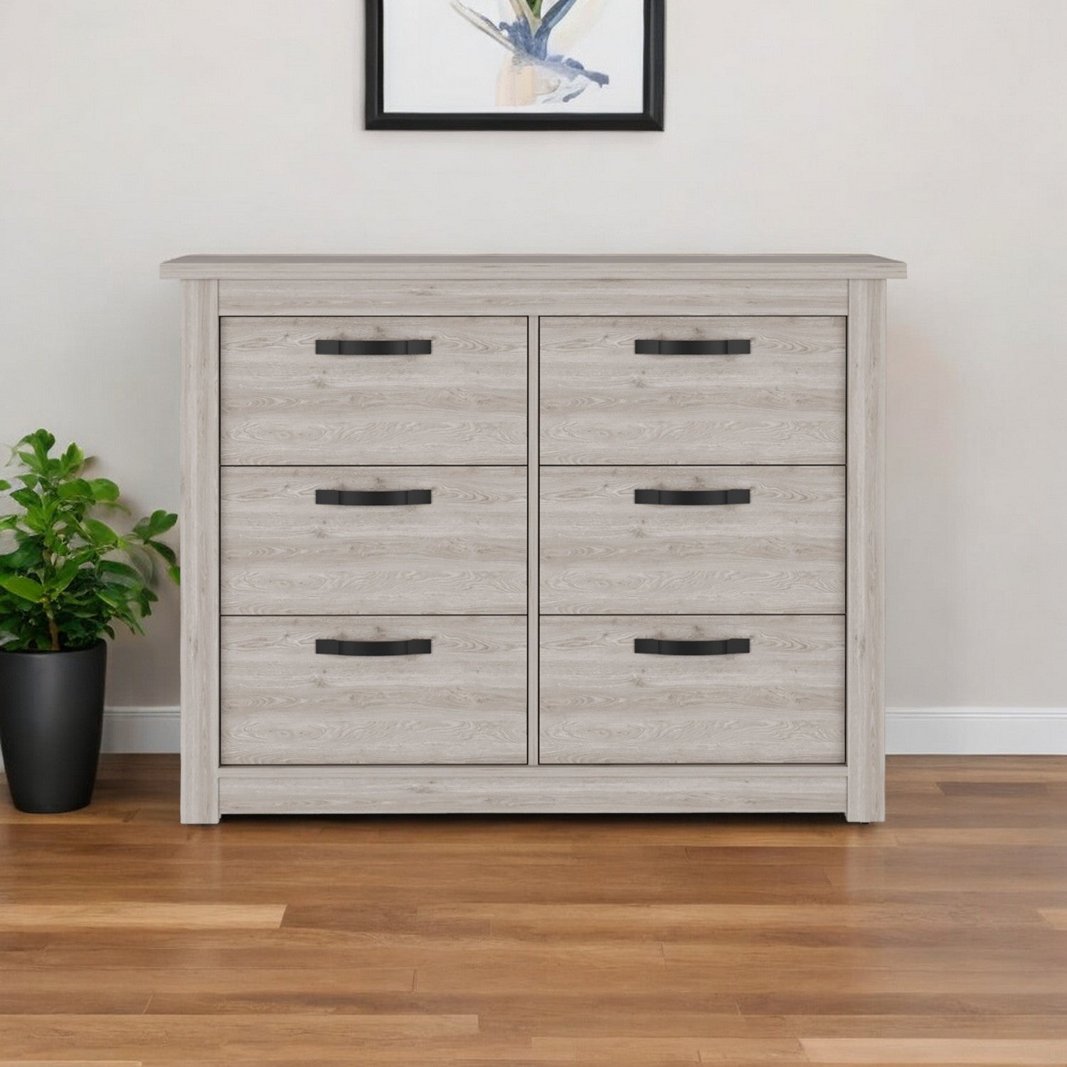 47" Oak Six Drawer Dresser-0