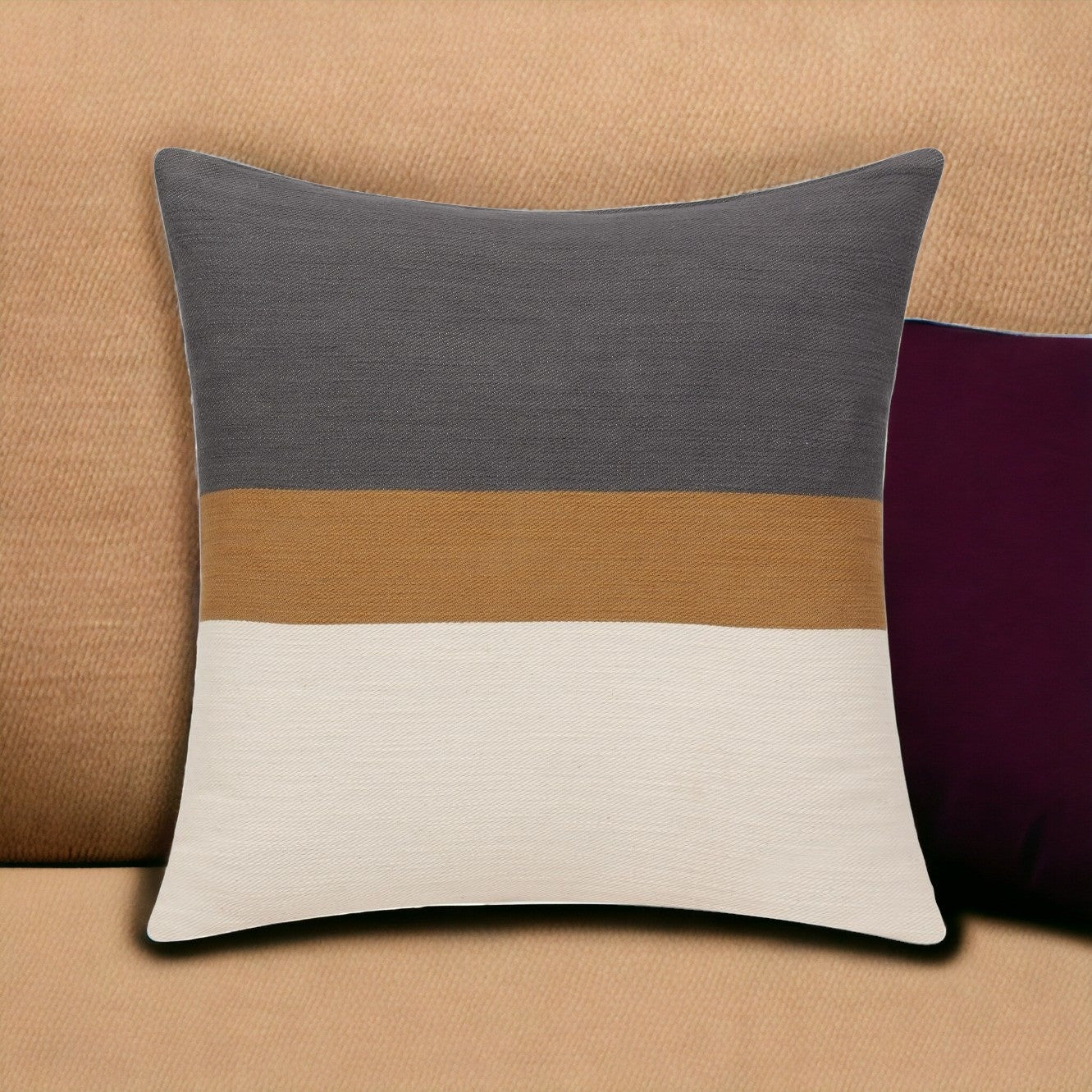 24" X 24" Brown Cotton Zippered Pillow-1