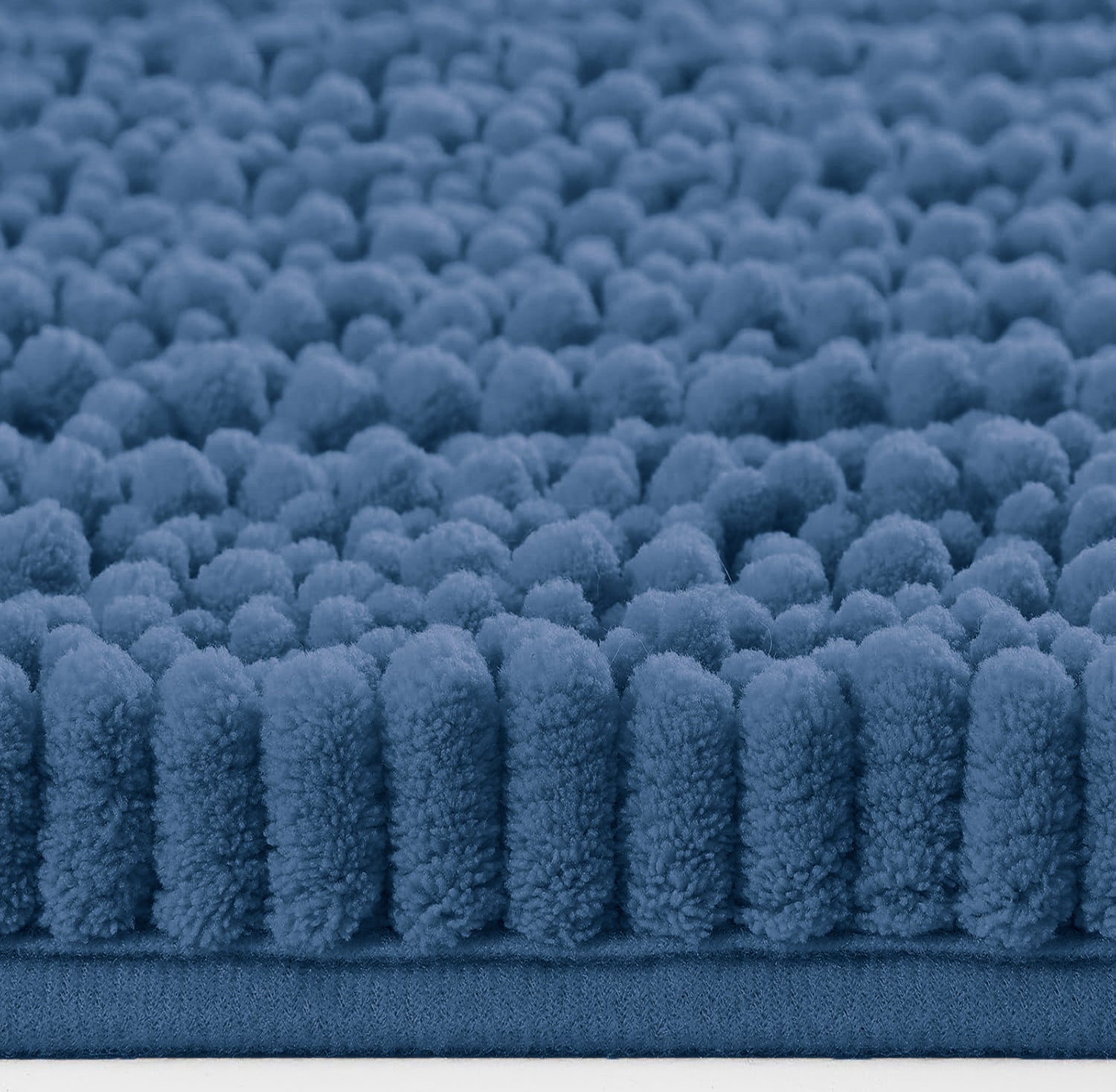 3 Piece Set Blue Soft Cozy Plush Chenille Bath Mat Highly Absorbent Bathroom Rug