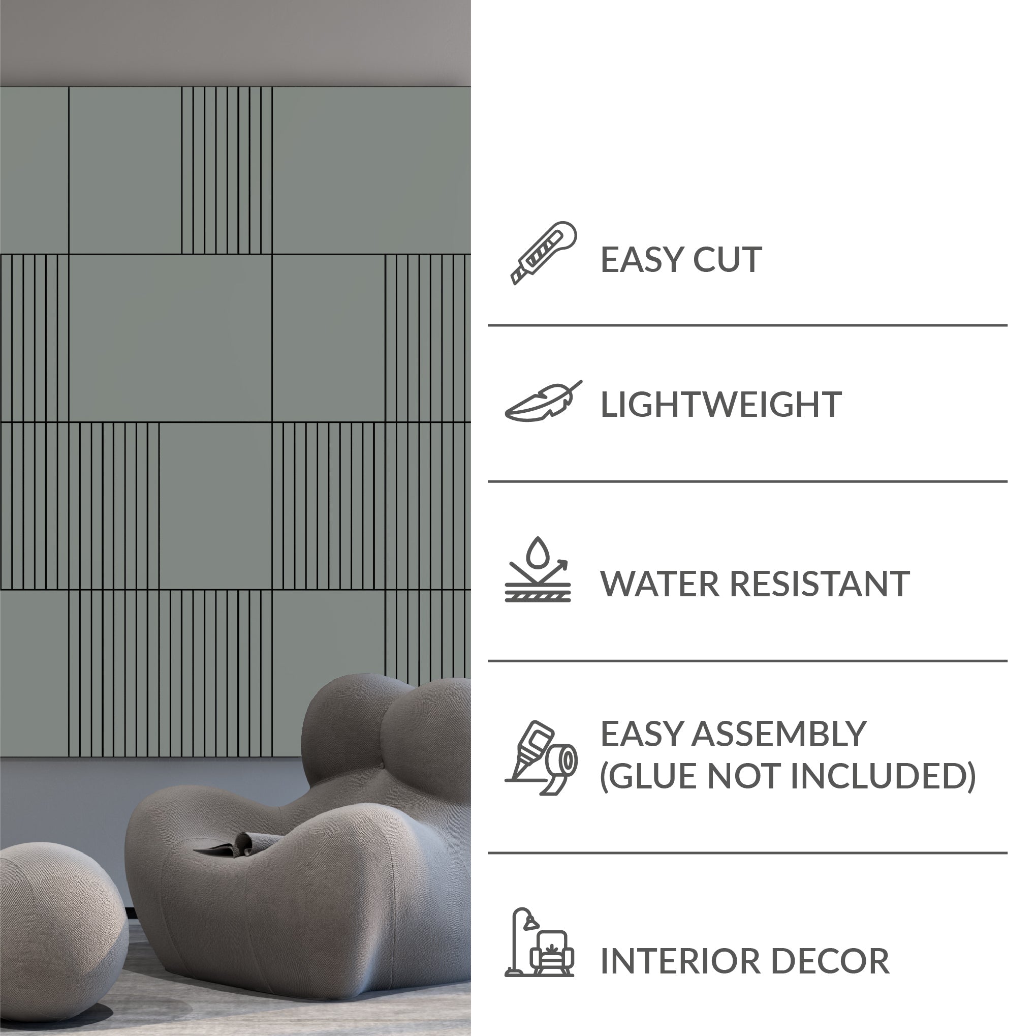 Middle Grey 3D Wall Panels-4