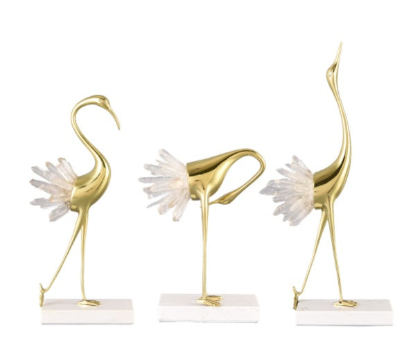 Modern Light Luxury Bronze Crane Ornaments