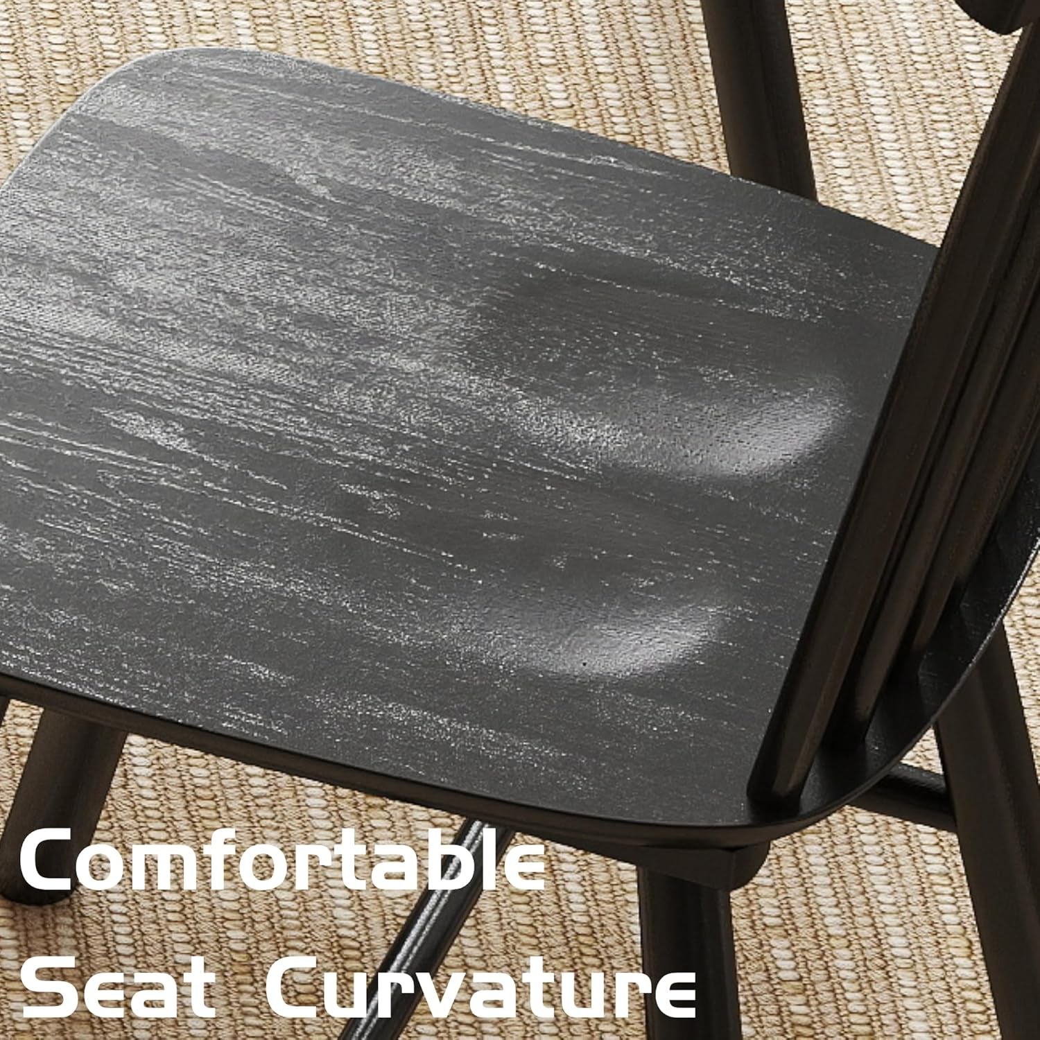 Windsor Spindle Back Dining Chair Armless Black Wood