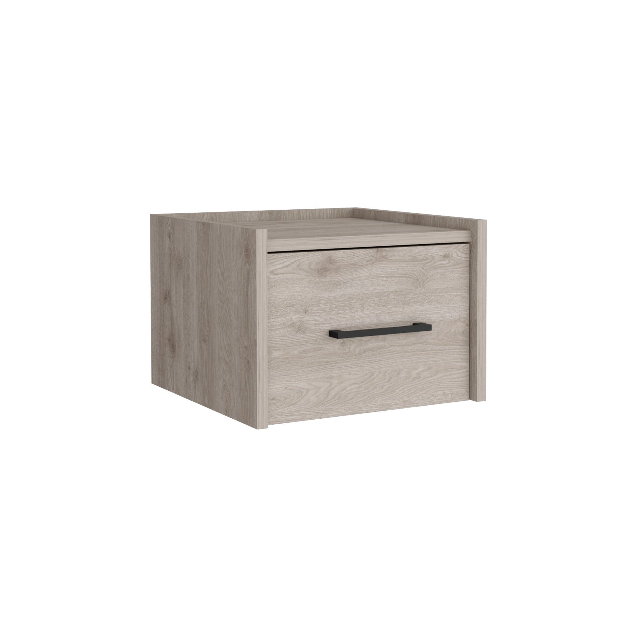 10" Gray One Drawer Faux Wood Floating Nightstand-2