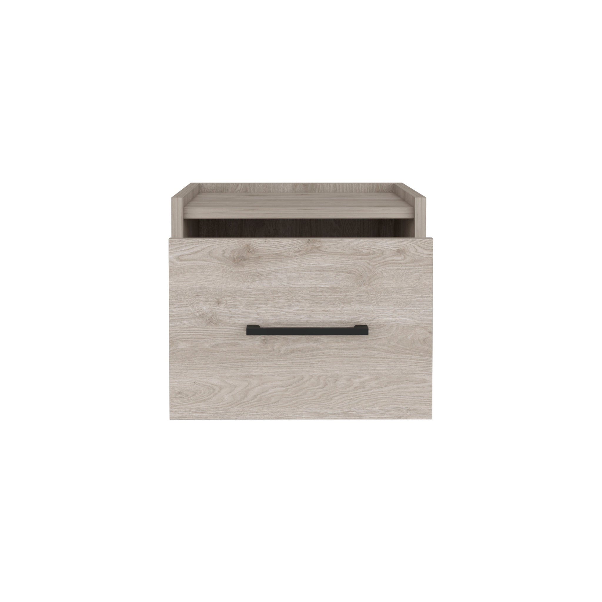 10" Gray One Drawer Faux Wood Floating Nightstand-0