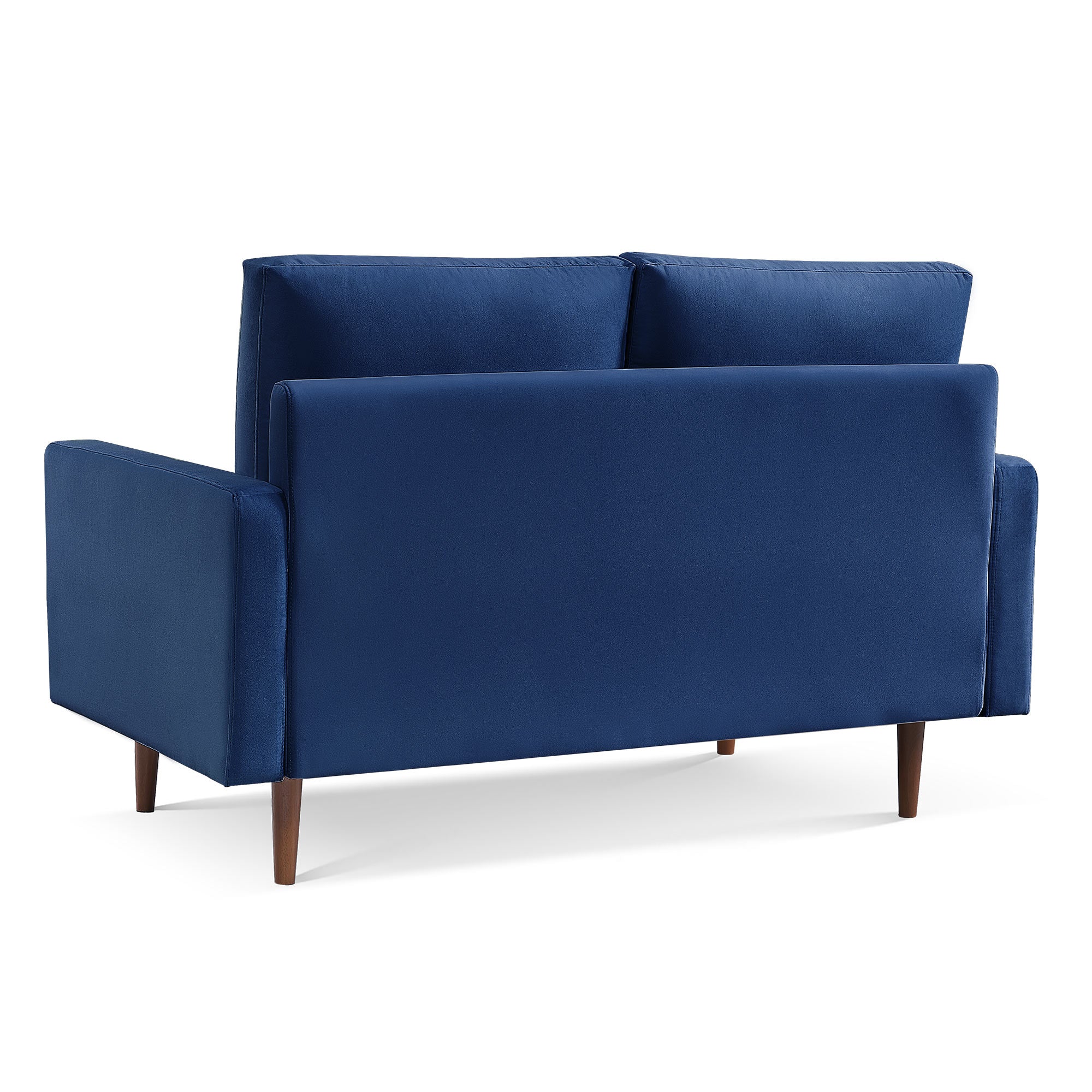 57" Blue And Dark Brown Velvet Loveseat-3