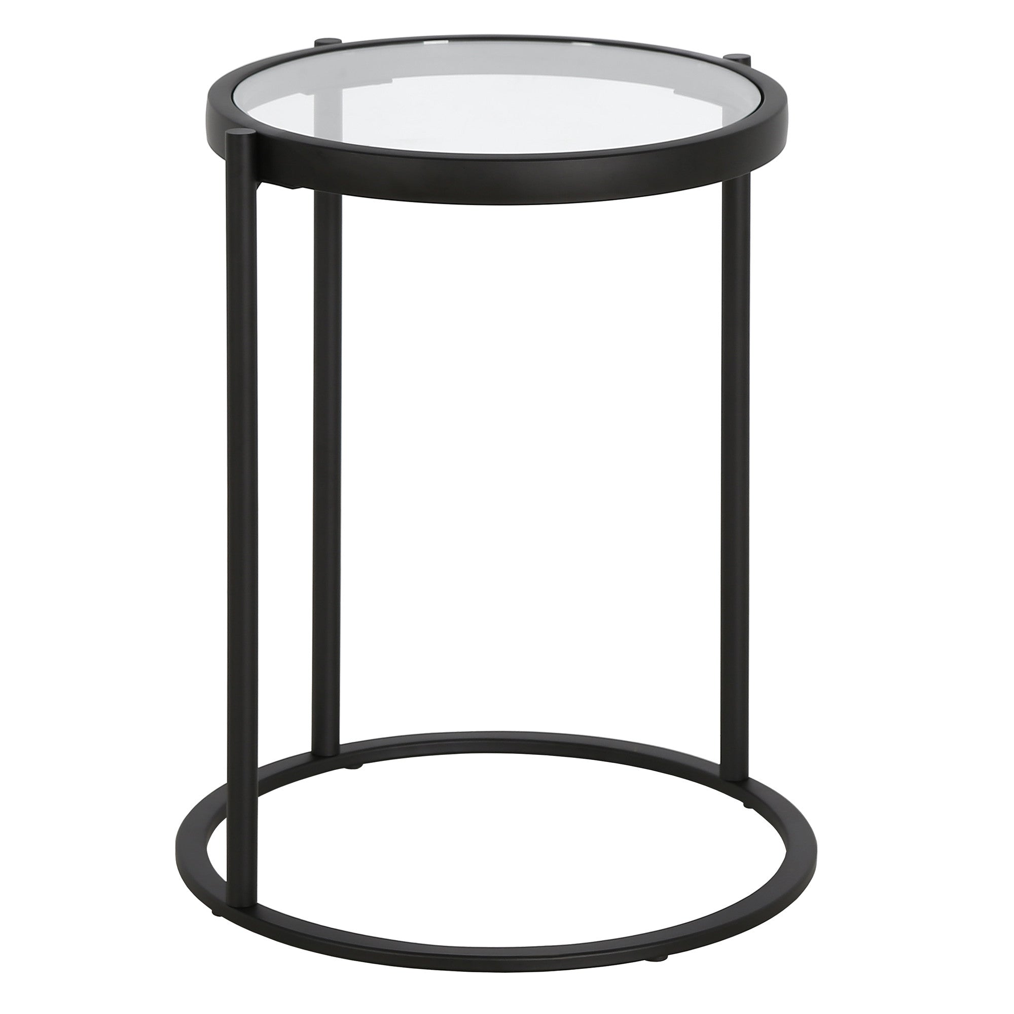 20" Black And Clear Glass And Steel Round End Table-1