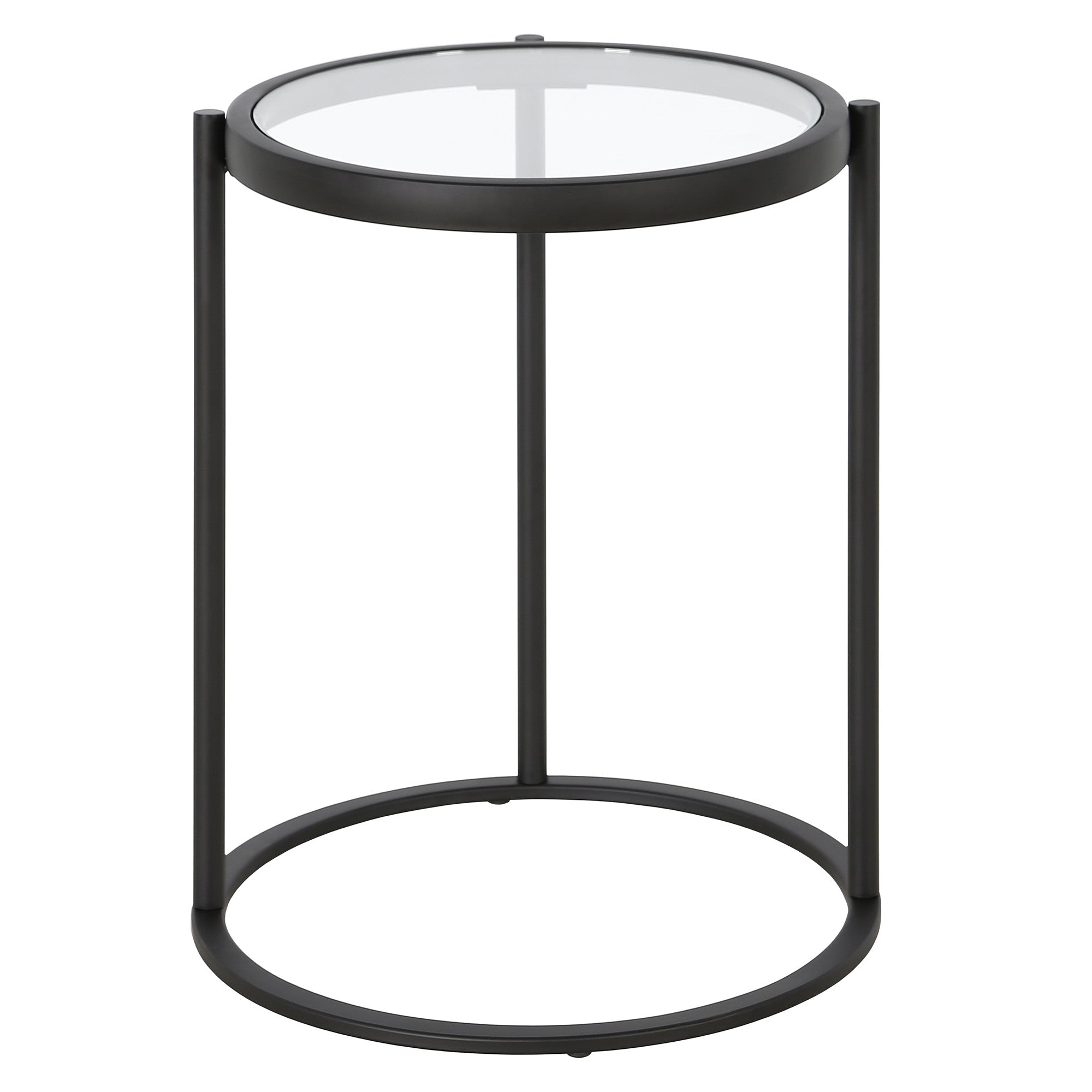 20" Black And Clear Glass And Steel Round End Table-2