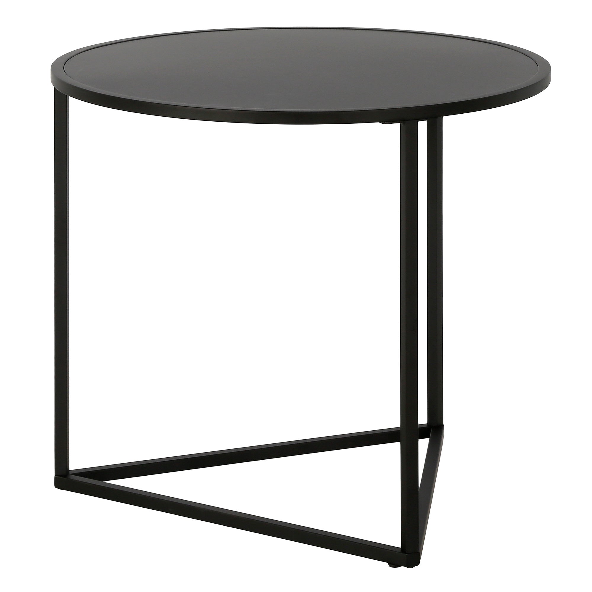 22" Black Steel Round End Table-1