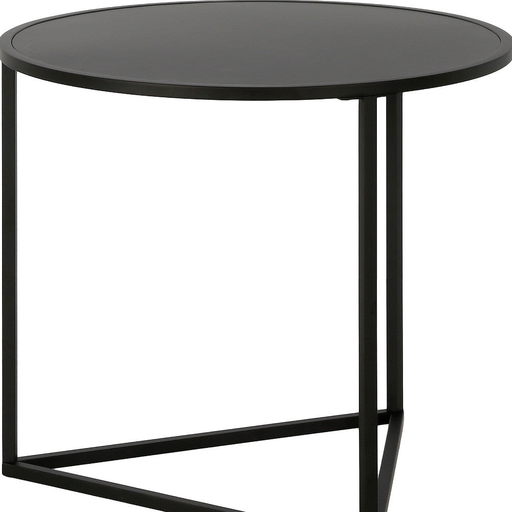 22" Black Steel Round End Table-5