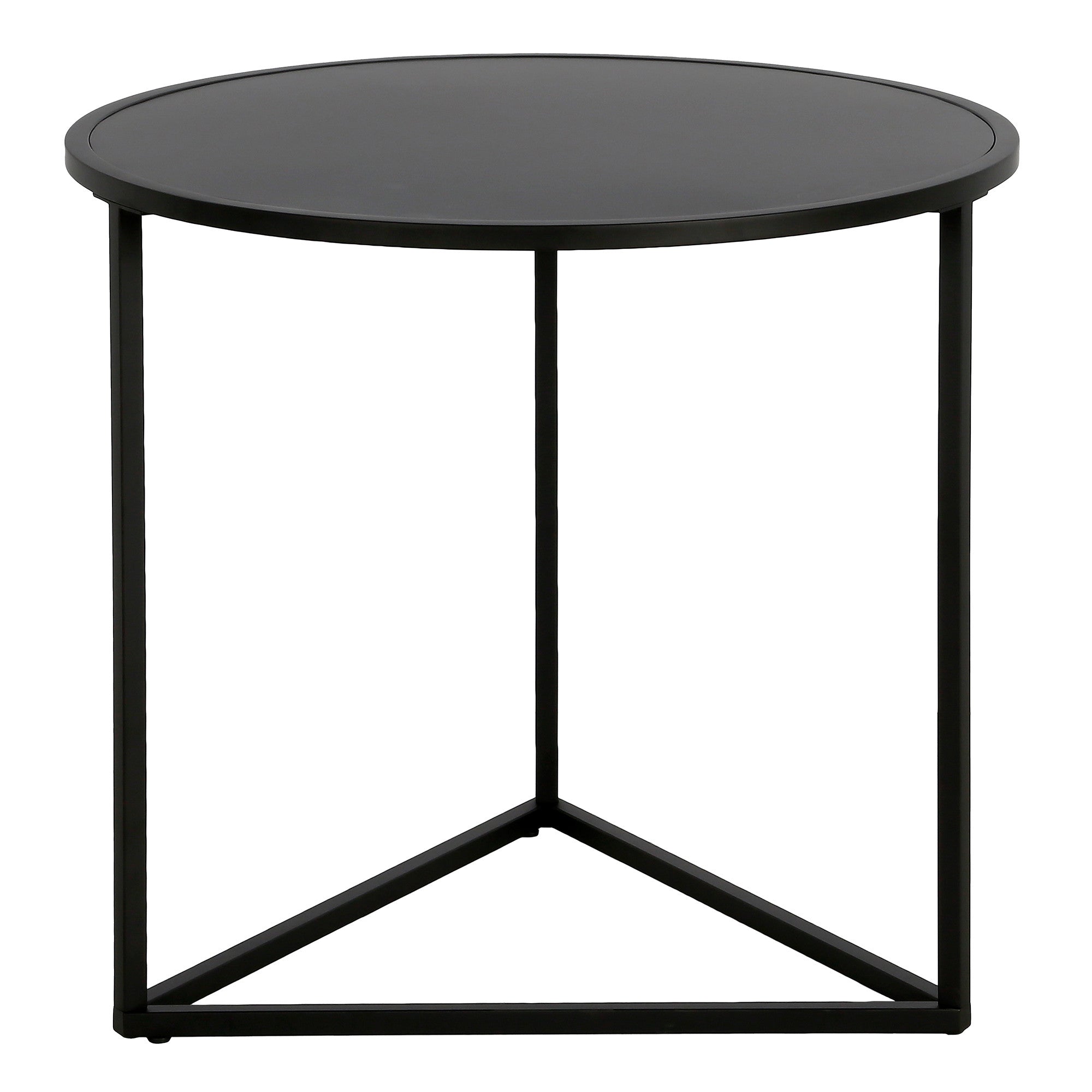 22" Black Steel Round End Table-2